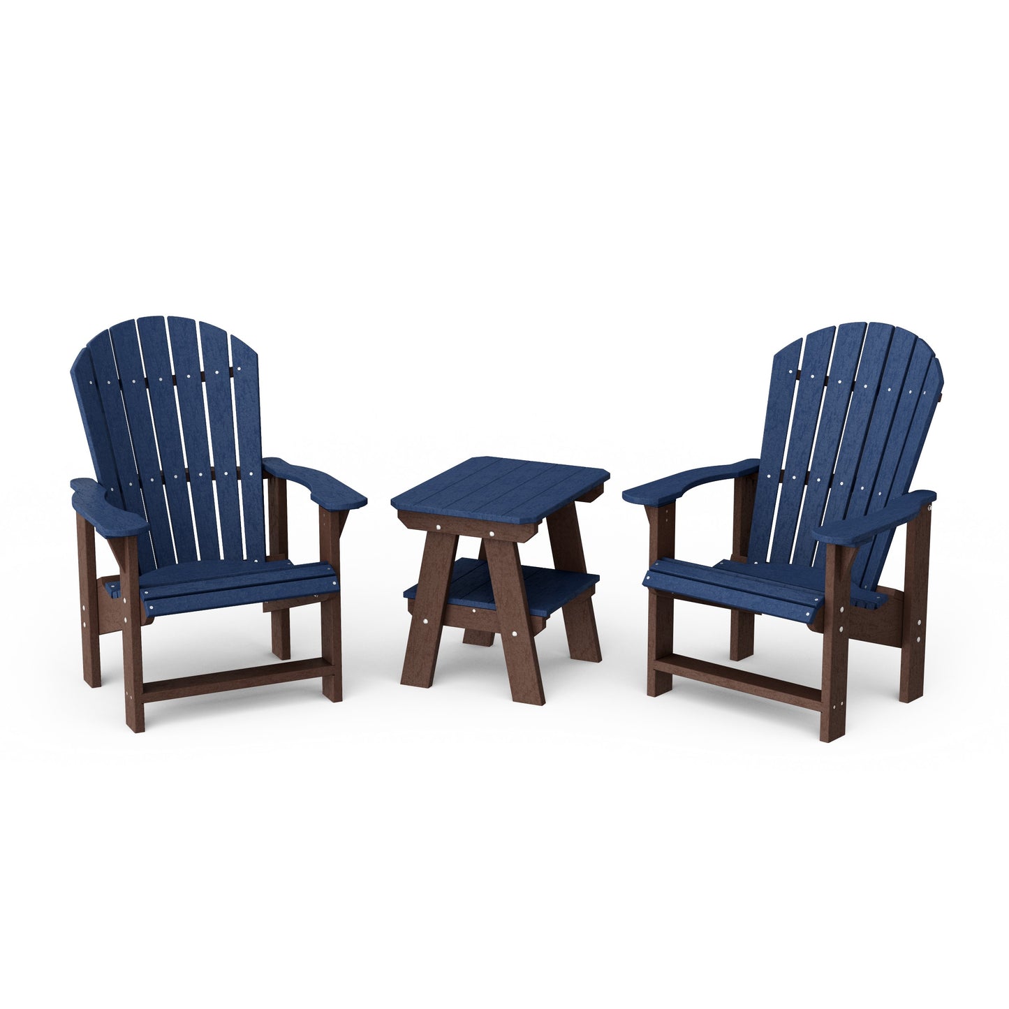 Heritage 3-Piece Upright Adirondack Chair Set with 22" Side Table