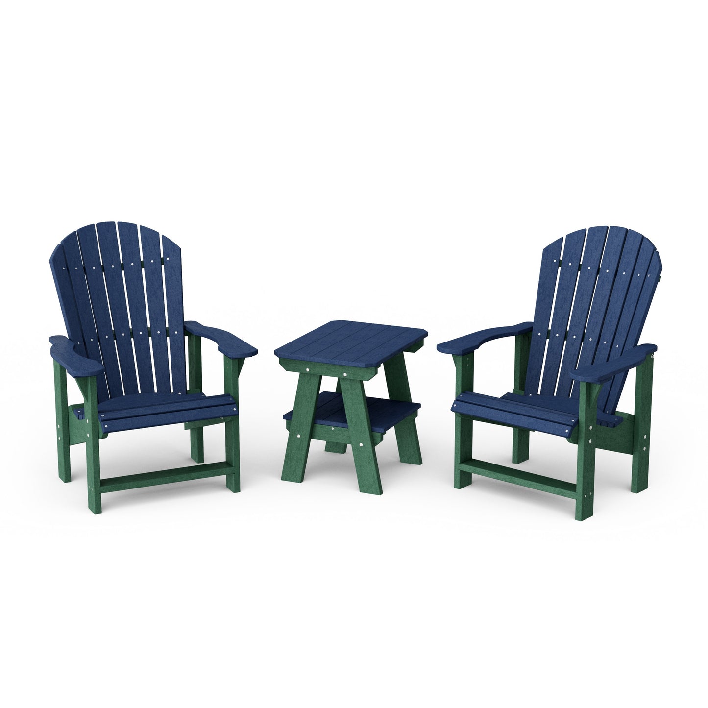 Heritage 3-Piece Upright Adirondack Chair Set with 22" Side Table
