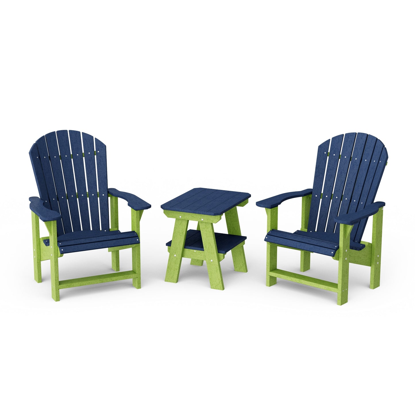 Heritage 3-Piece Upright Adirondack Chair Set with 22" Side Table