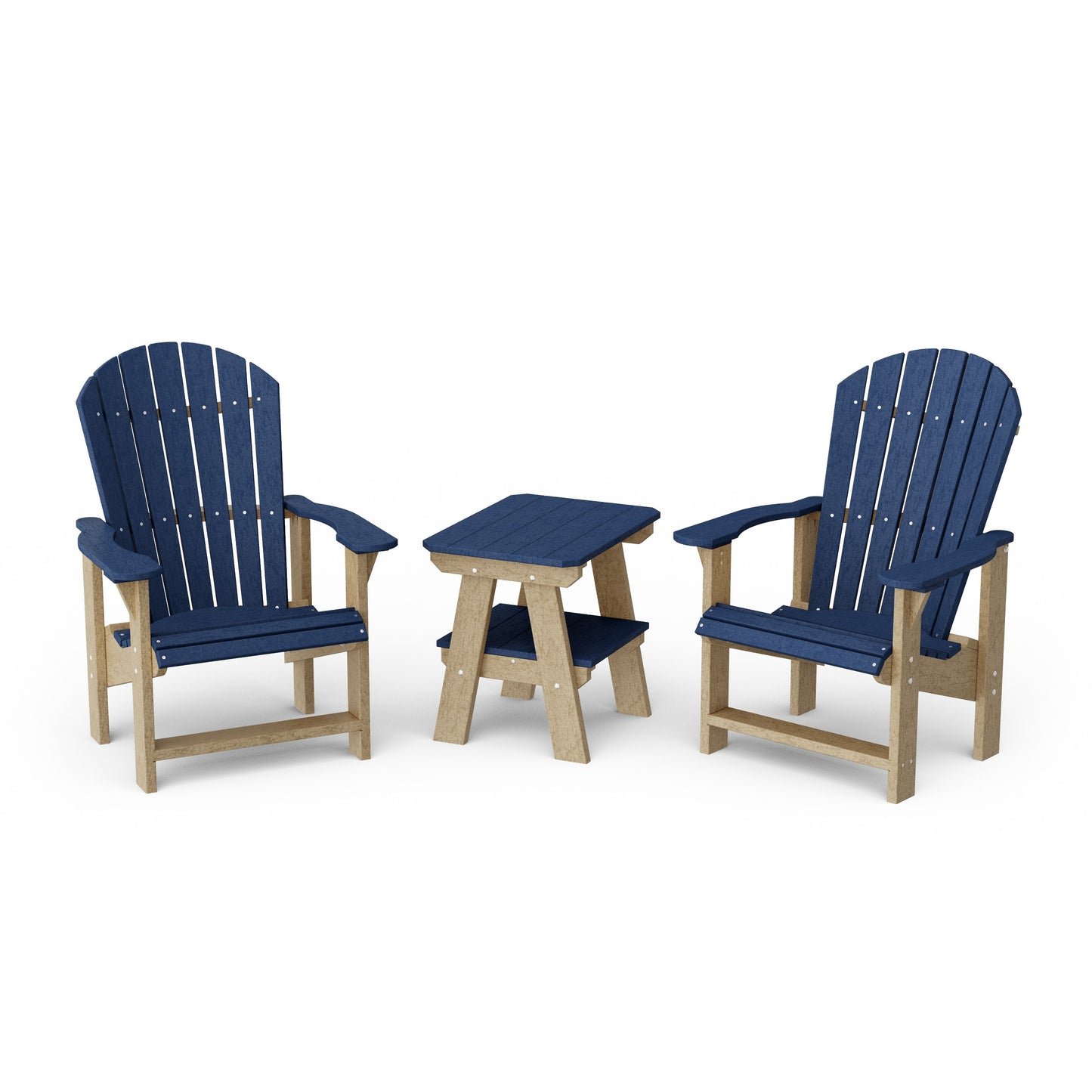 Heritage 3-Piece Upright Adirondack Chair Set with 22" Side Table