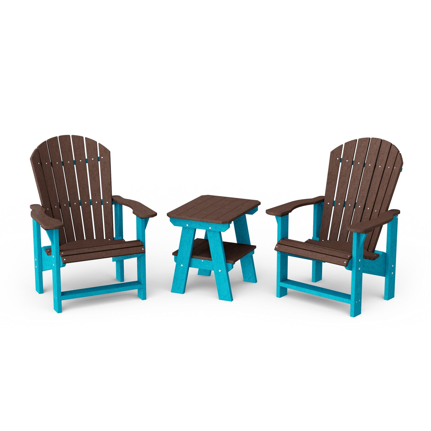 Heritage 3-Piece Upright Adirondack Chair Set with 22" Side Table