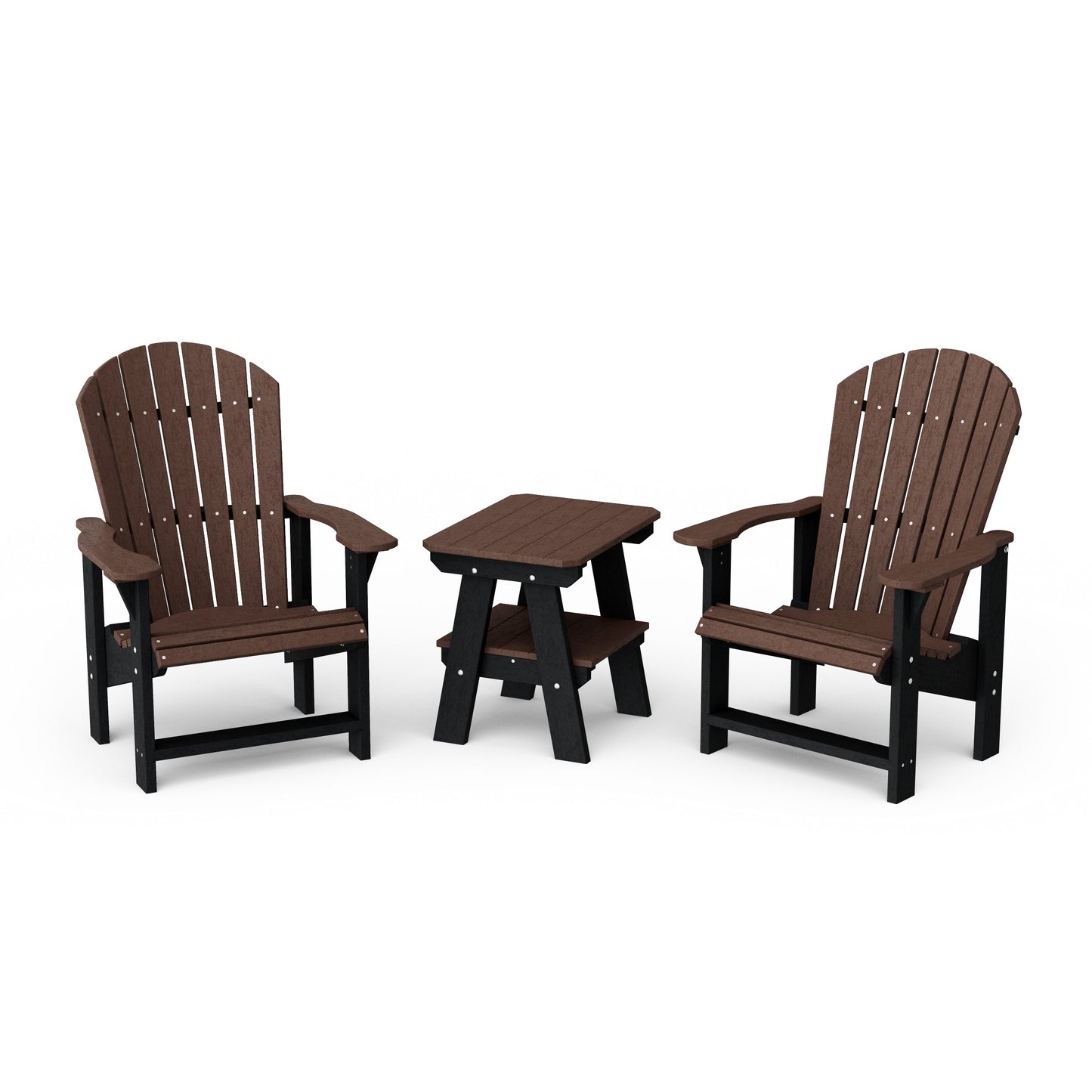 Heritage 3-Piece Upright Adirondack Chair Set with 22" Side Table