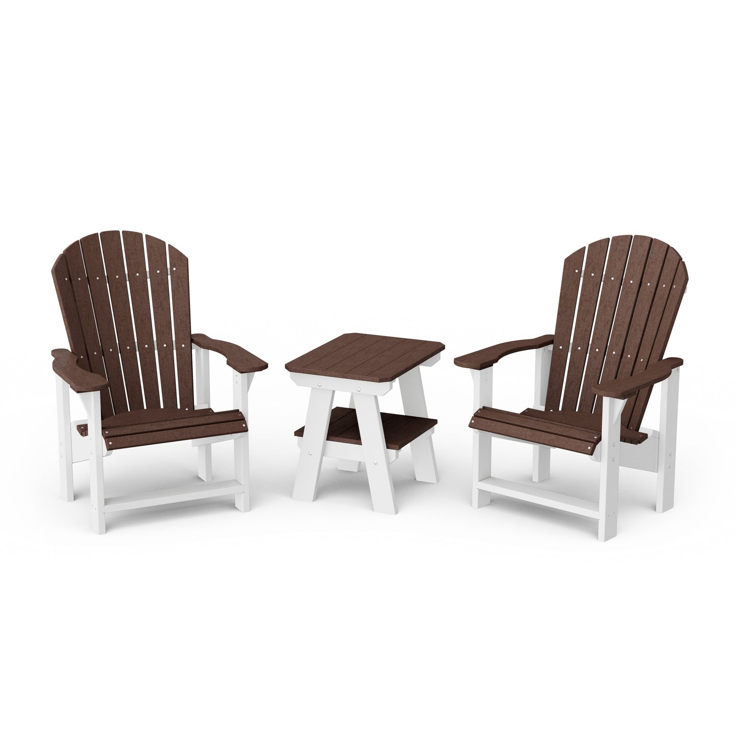Heritage 3-Piece Upright Adirondack Chair Set with 22" Side Table