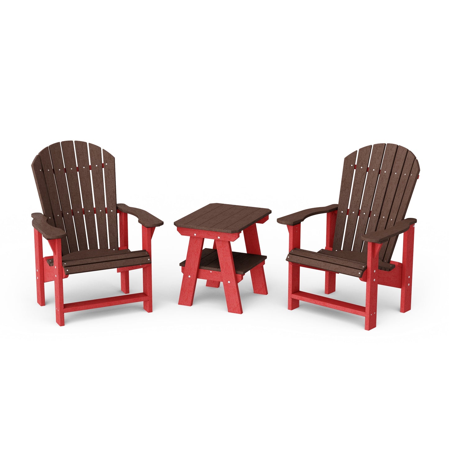 Heritage 3-Piece Upright Adirondack Chair Set with 22" Side Table