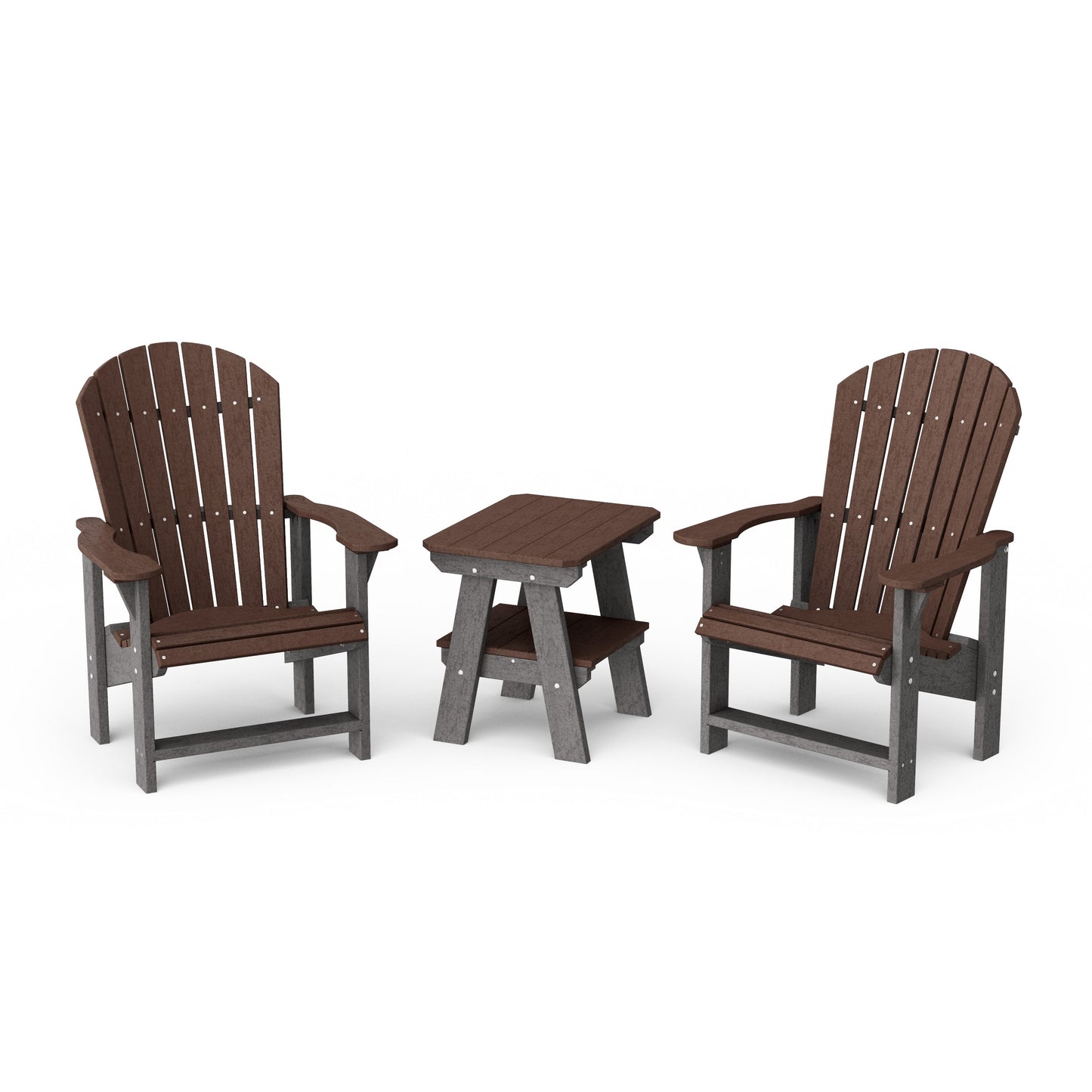 Heritage 3-Piece Upright Adirondack Chair Set with 22" Side Table