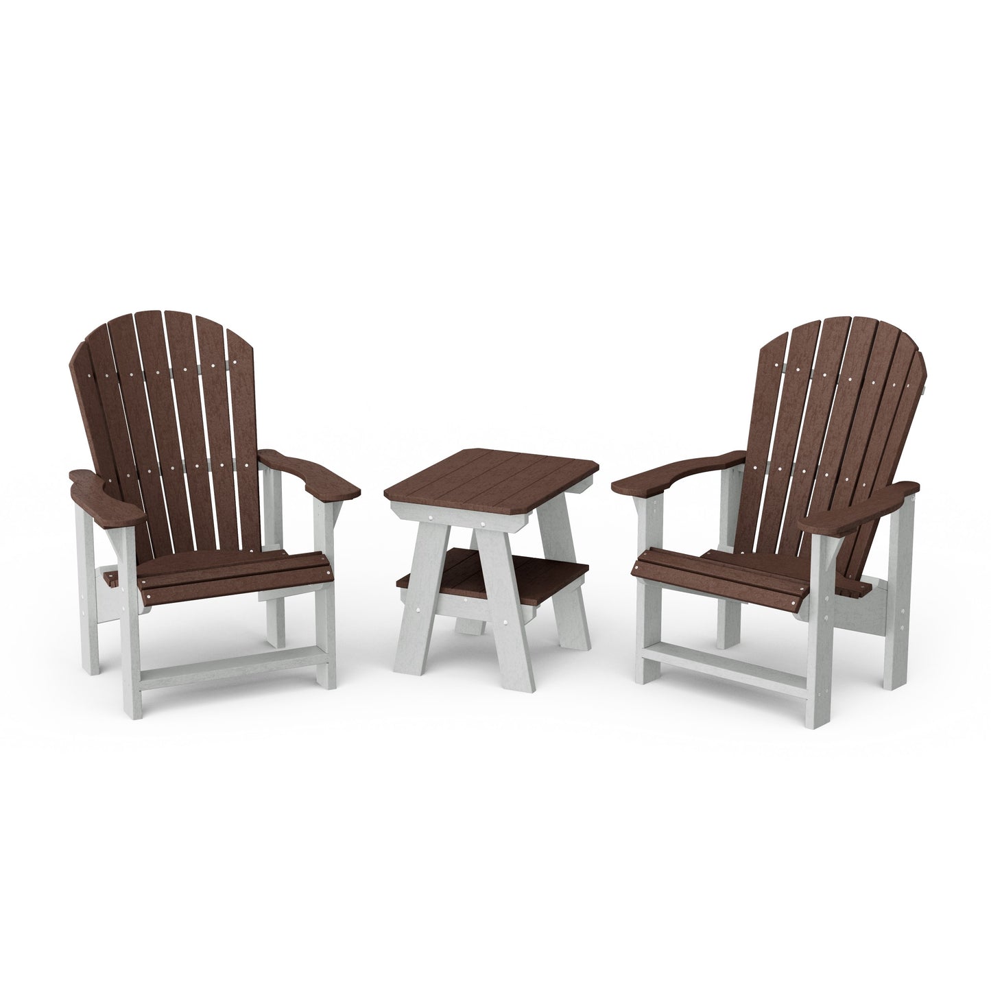 Heritage 3-Piece Upright Adirondack Chair Set with 22" Side Table