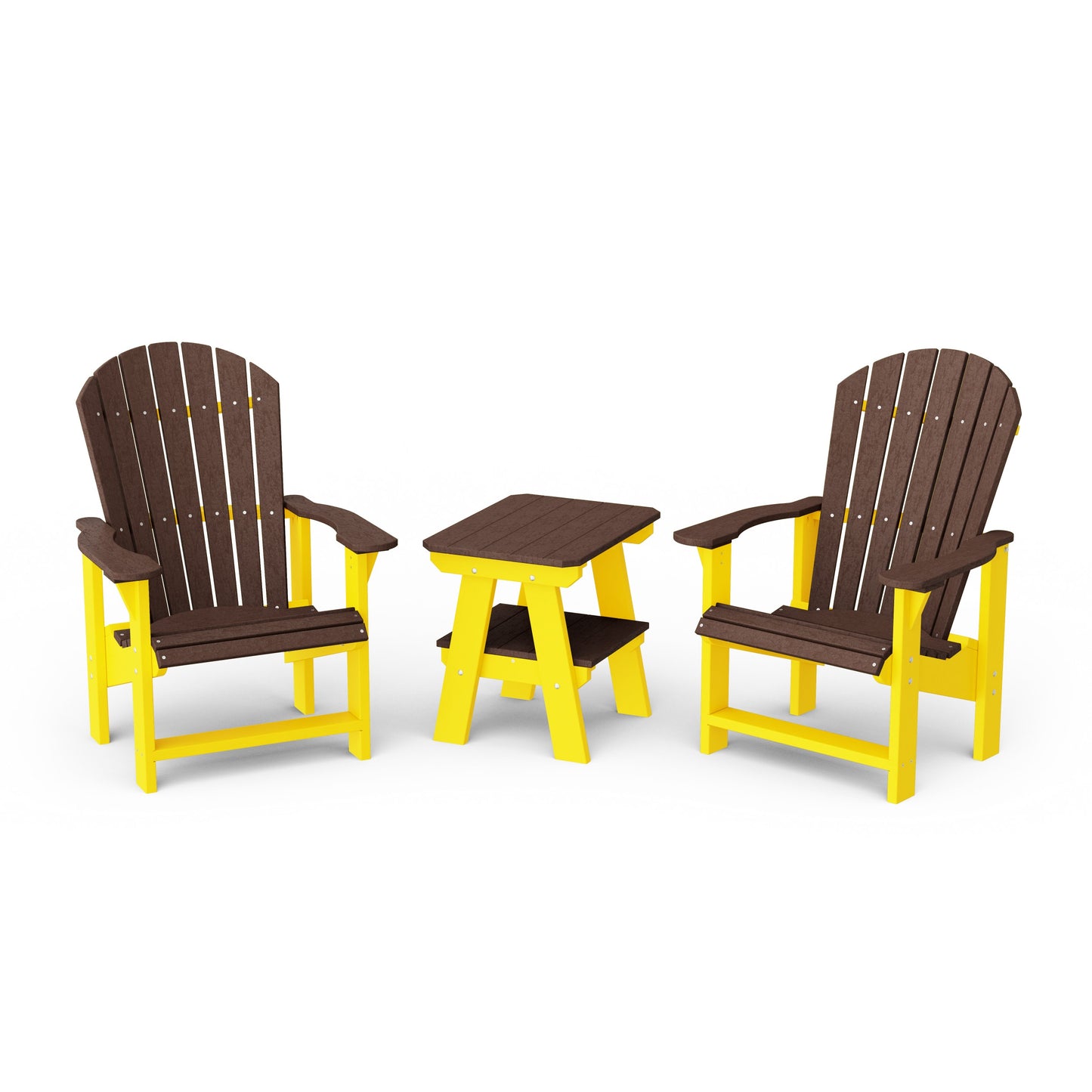 Heritage 3-Piece Upright Adirondack Chair Set with 22" Side Table