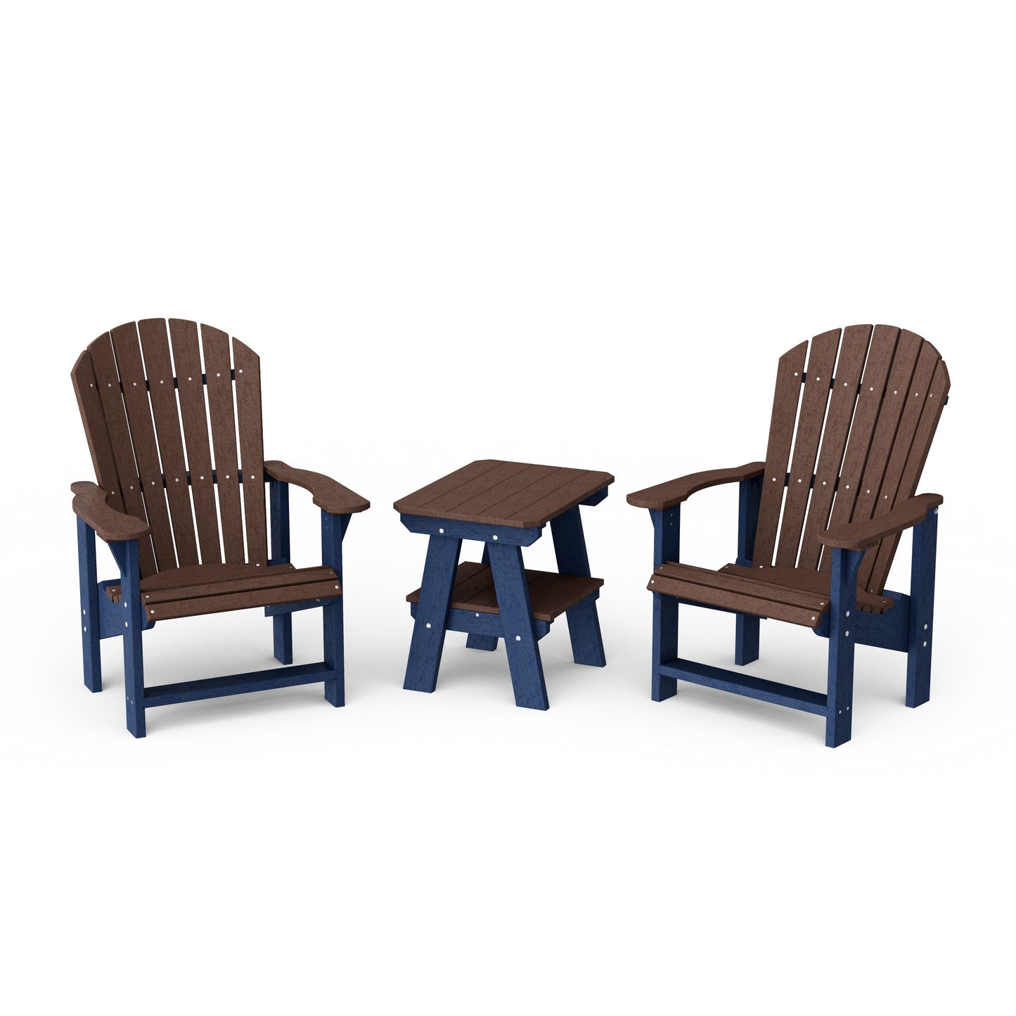 Heritage 3-Piece Upright Adirondack Chair Set with 22" Side Table
