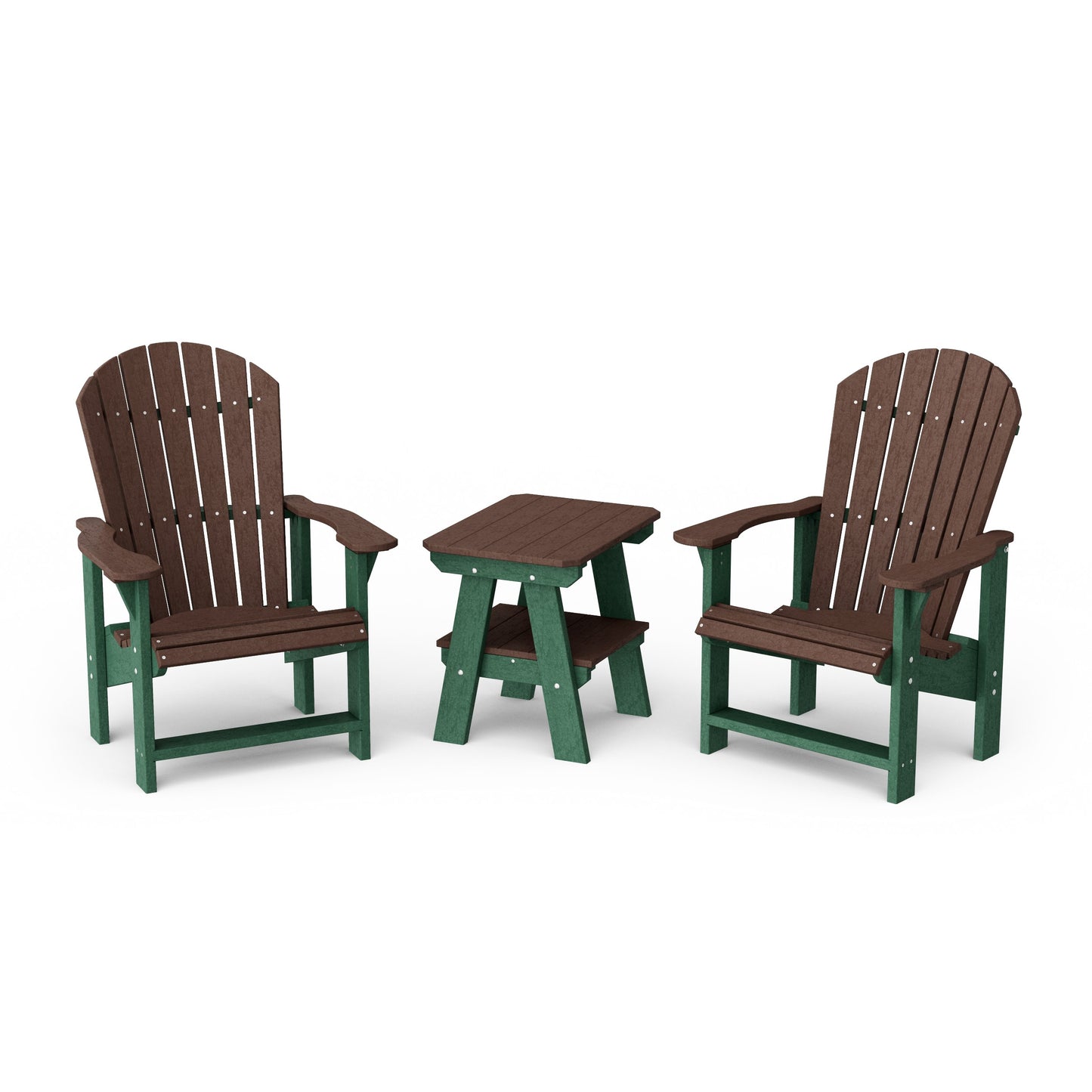 Heritage 3-Piece Upright Adirondack Chair Set with 22" Side Table
