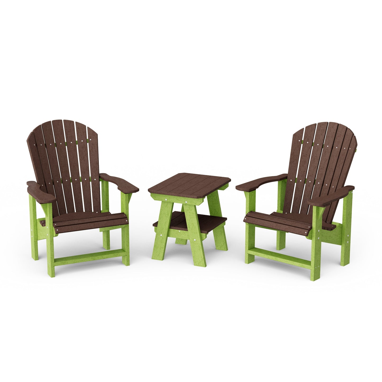 Heritage 3-Piece Upright Adirondack Chair Set with 22" Side Table