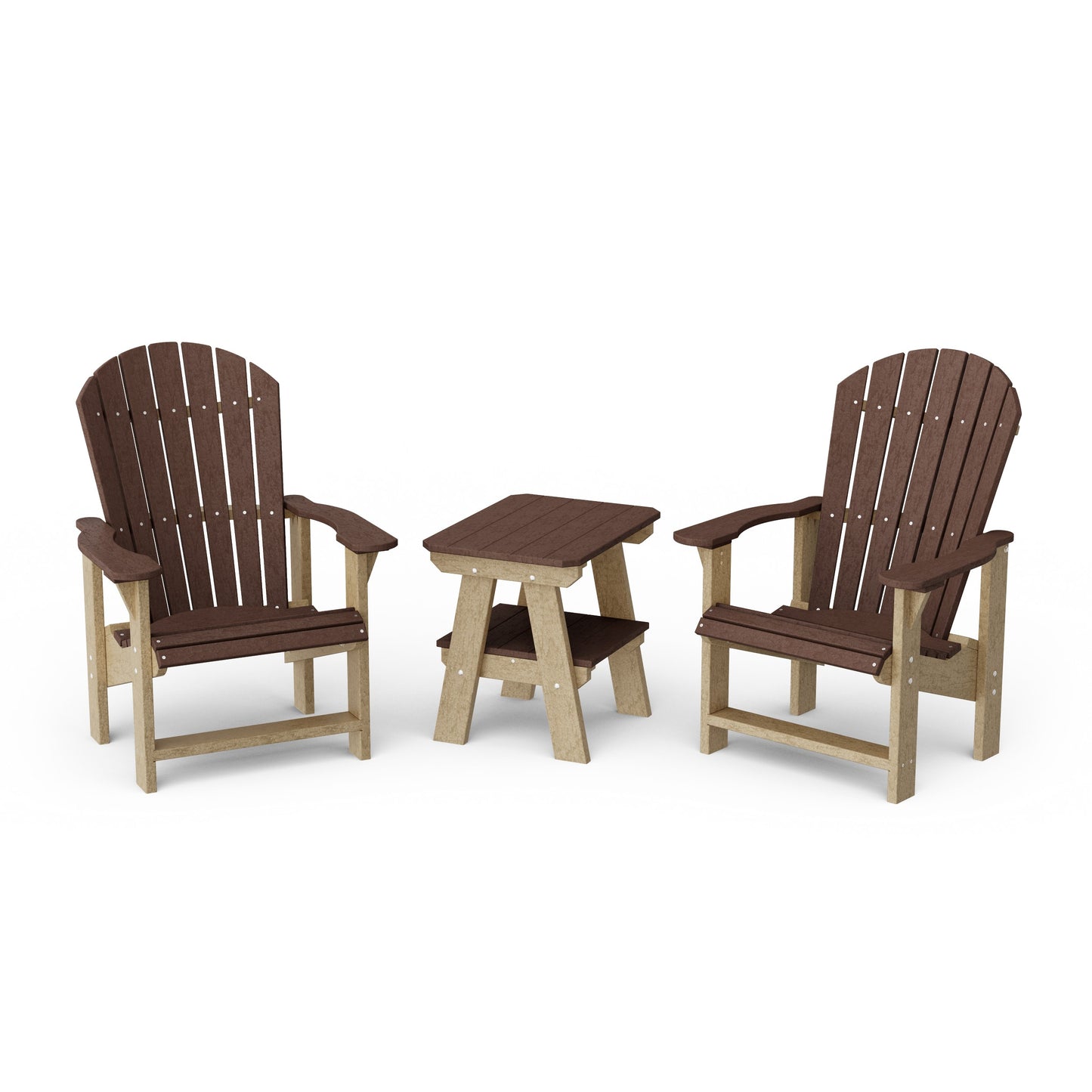 Heritage 3-Piece Upright Adirondack Chair Set with 22" Side Table