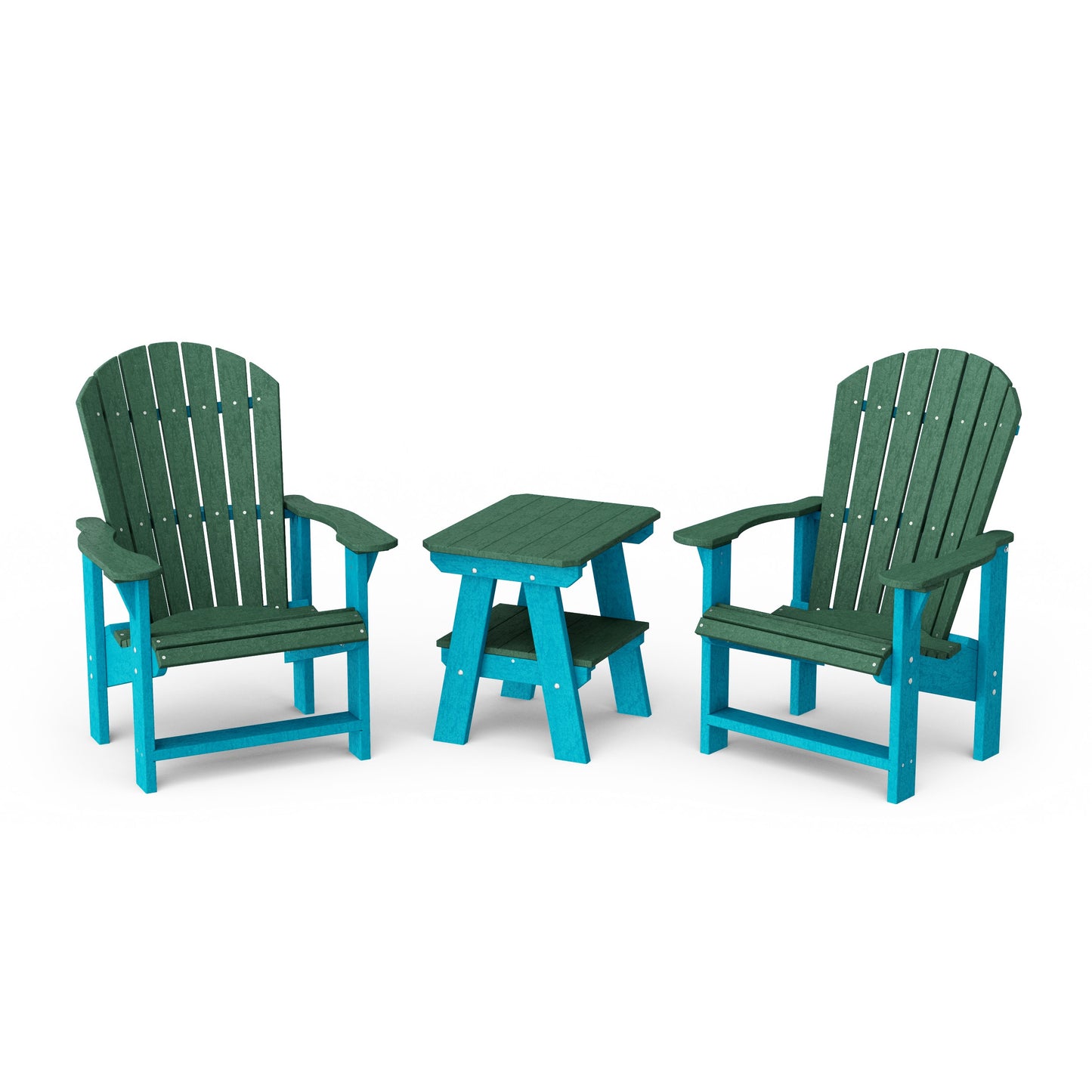 Heritage 3-Piece Upright Adirondack Chair Set with 22" Side Table