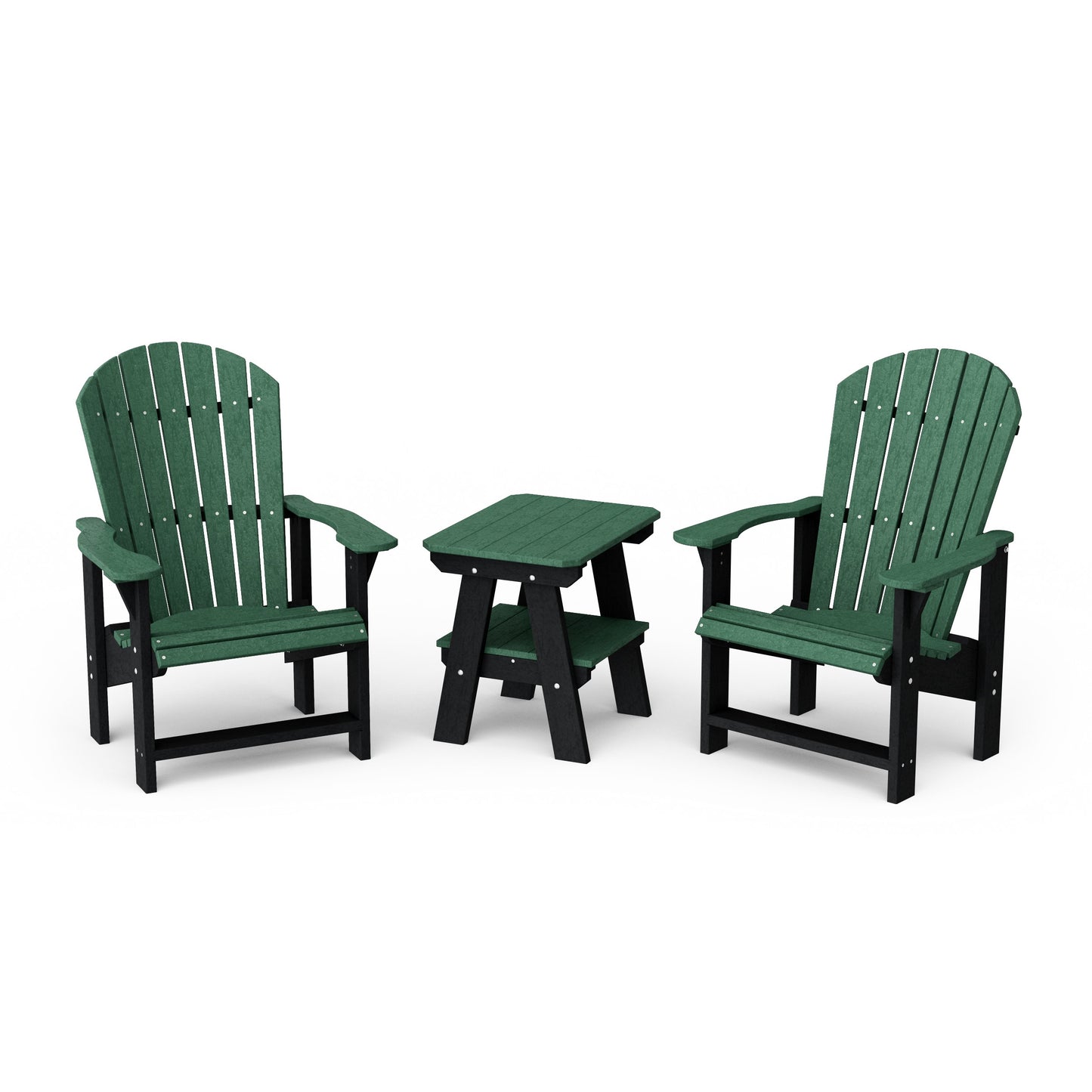 Heritage 3-Piece Upright Adirondack Chair Set with 22" Side Table