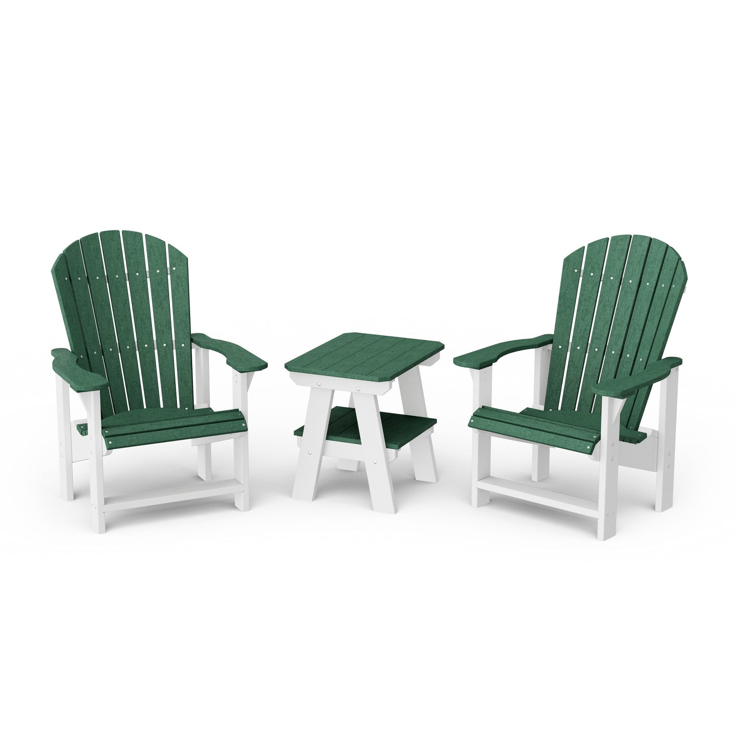 Heritage 3-Piece Upright Adirondack Chair Set with 22" Side Table