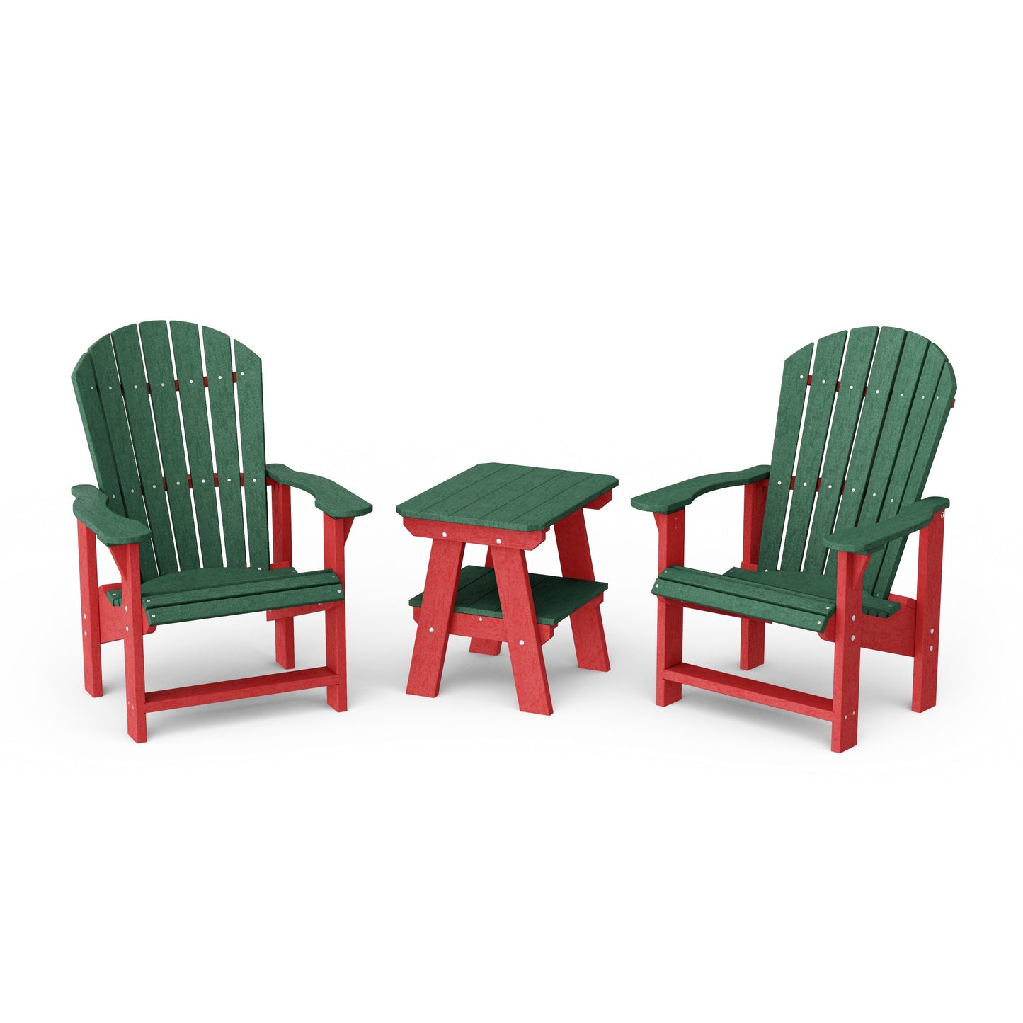 Heritage 3-Piece Upright Adirondack Chair Set with 22" Side Table
