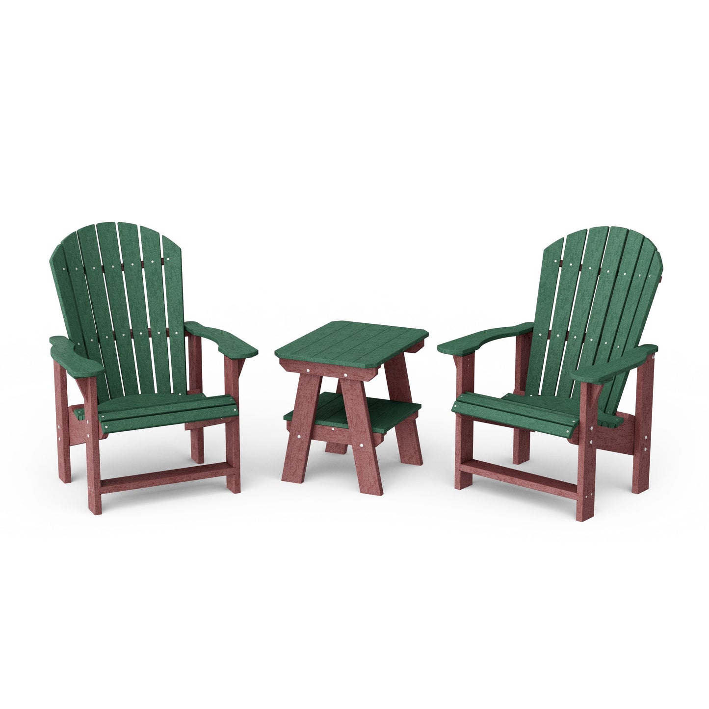 Heritage 3-Piece Upright Adirondack Chair Set with 22" Side Table
