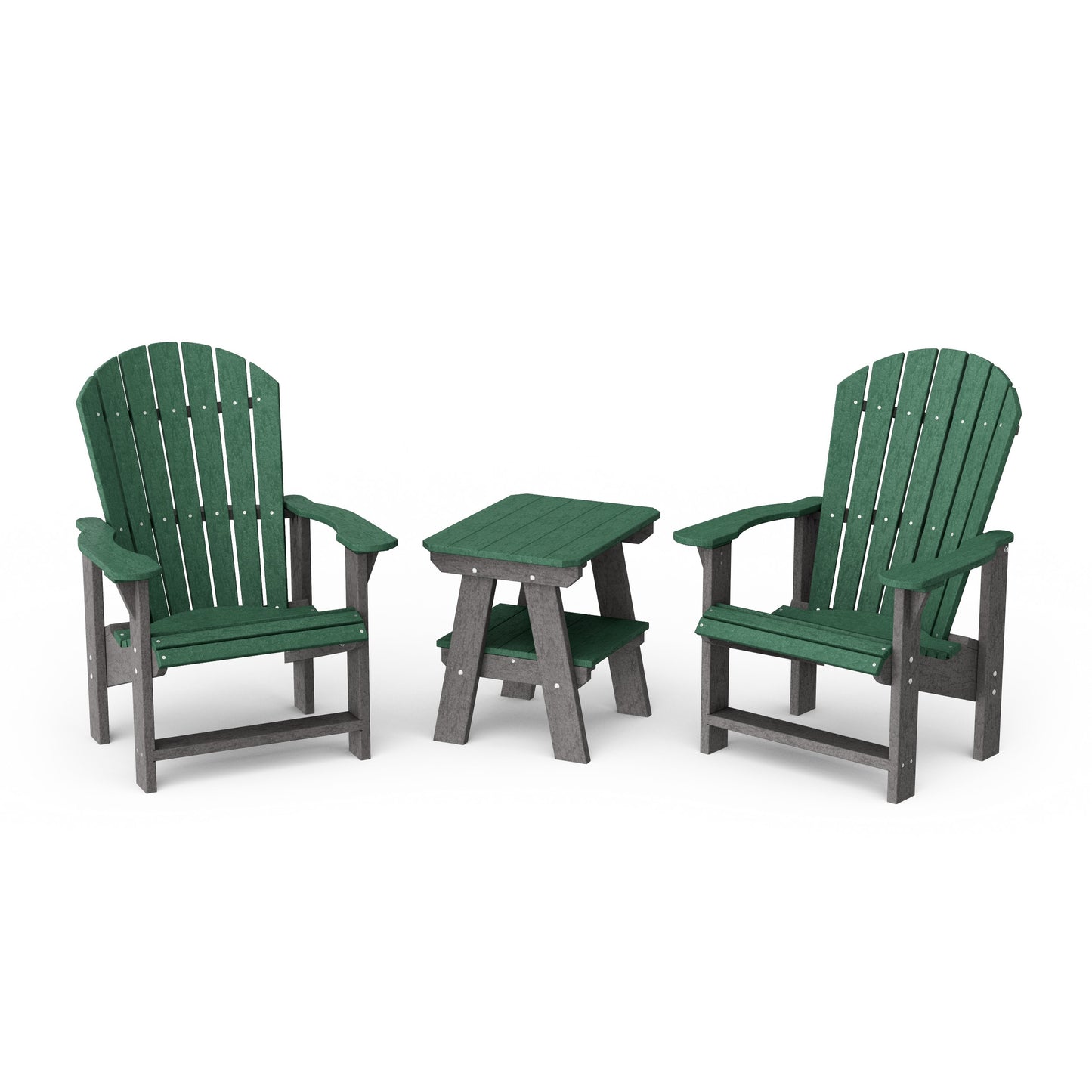 Heritage 3-Piece Upright Adirondack Chair Set with 22" Side Table