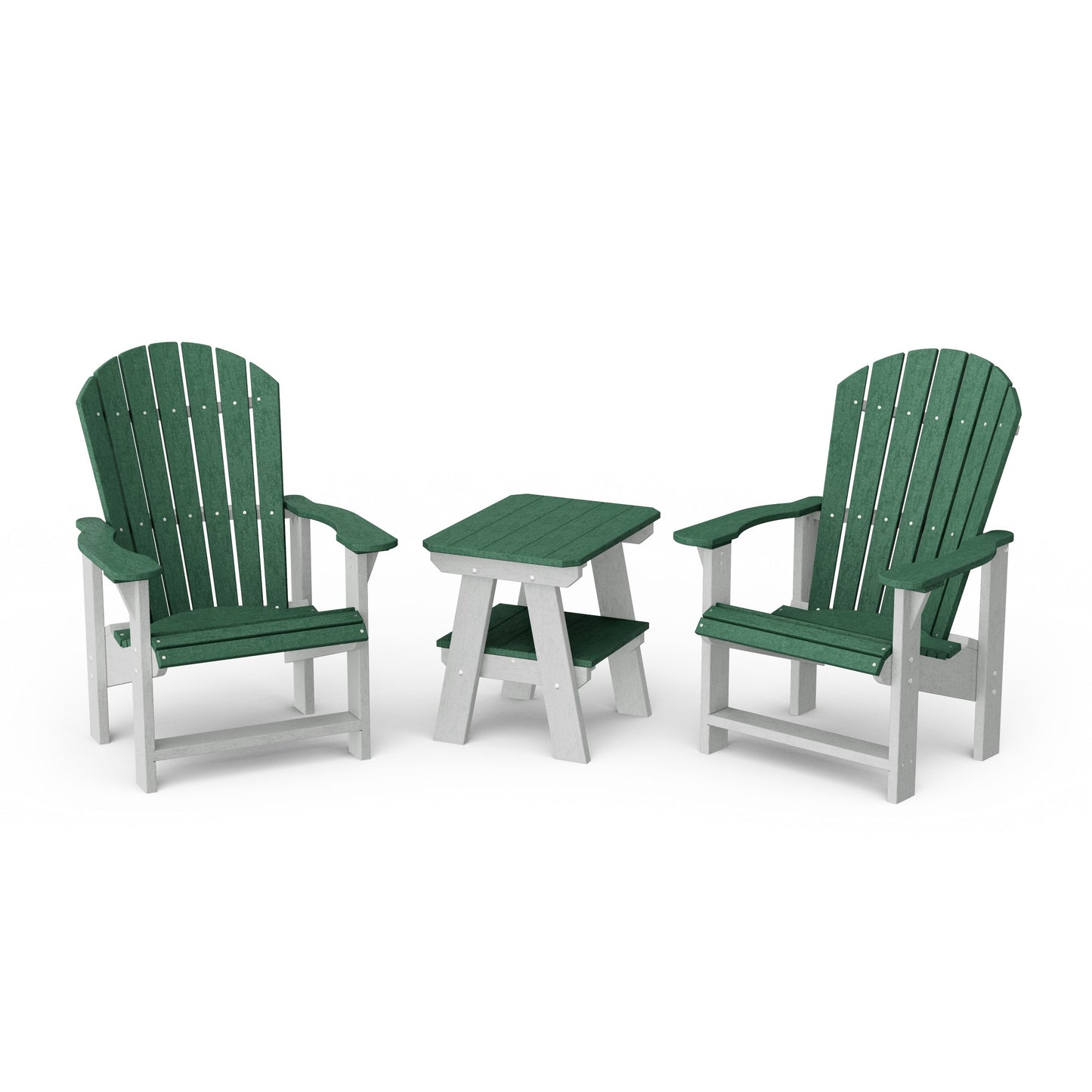 Heritage 3-Piece Upright Adirondack Chair Set with 22" Side Table