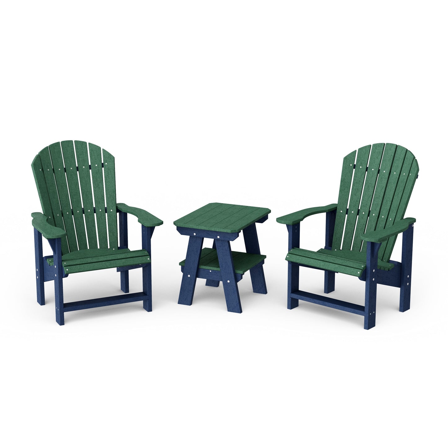 Heritage 3-Piece Upright Adirondack Chair Set with 22" Side Table