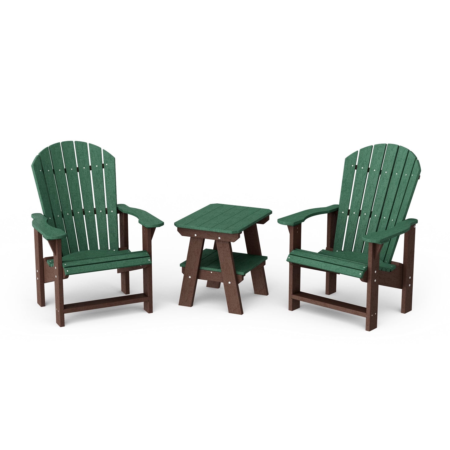 Heritage 3-Piece Upright Adirondack Chair Set with 22" Side Table