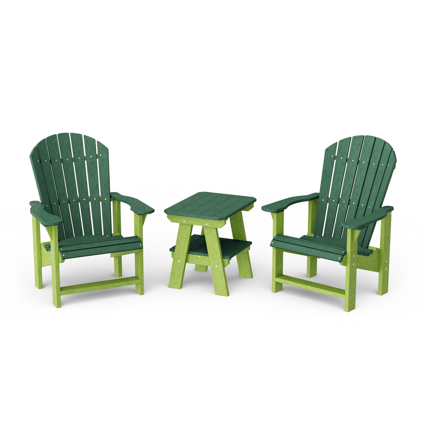Heritage 3-Piece Upright Adirondack Chair Set with 22" Side Table