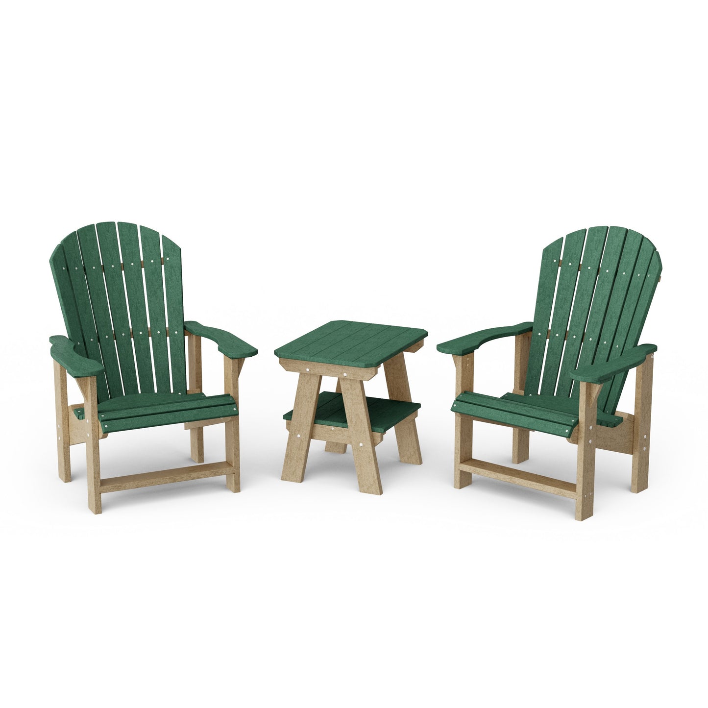 Heritage 3-Piece Upright Adirondack Chair Set with 22" Side Table