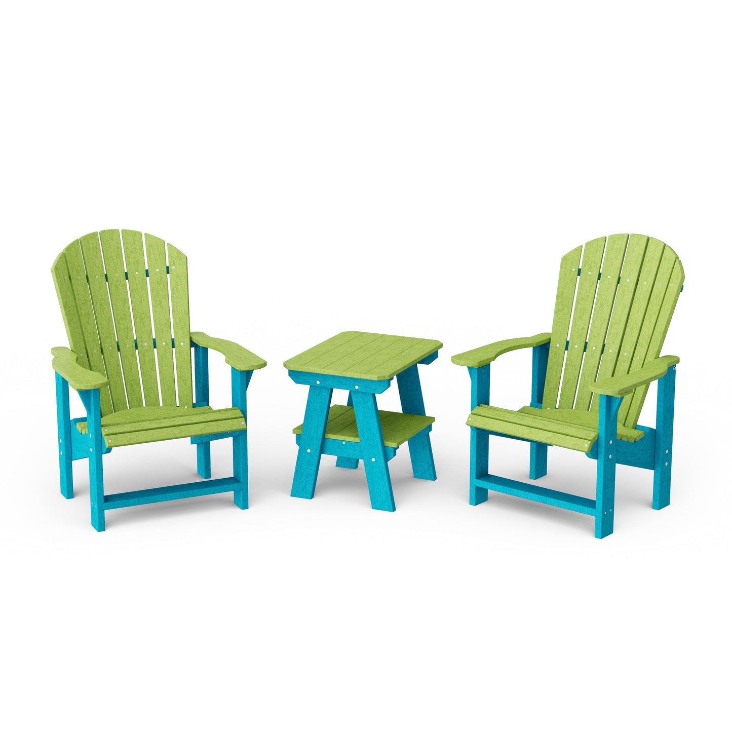 Heritage 3-Piece Upright Adirondack Chair Set with 22" Side Table