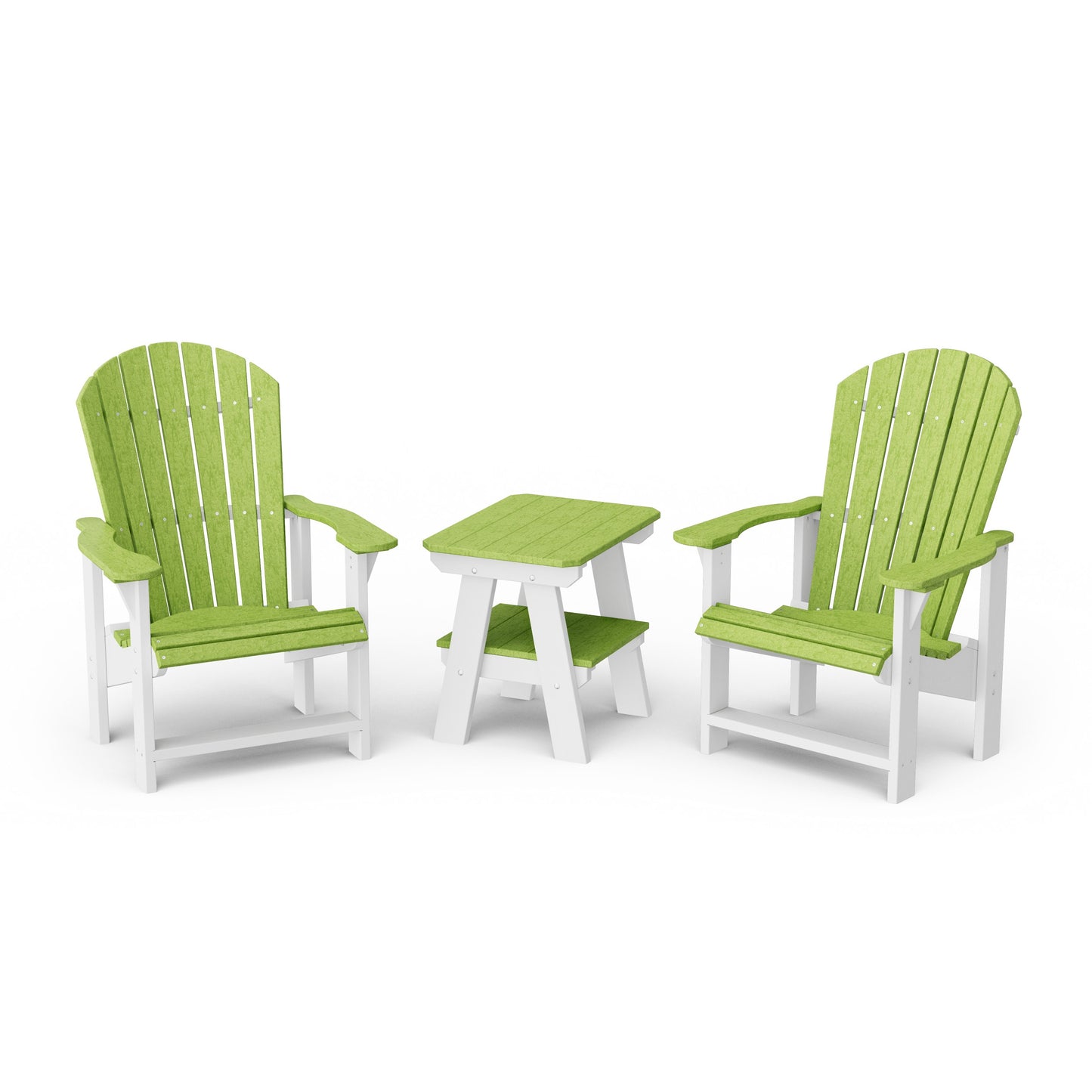 Heritage 3-Piece Upright Adirondack Chair Set with 22" Side Table
