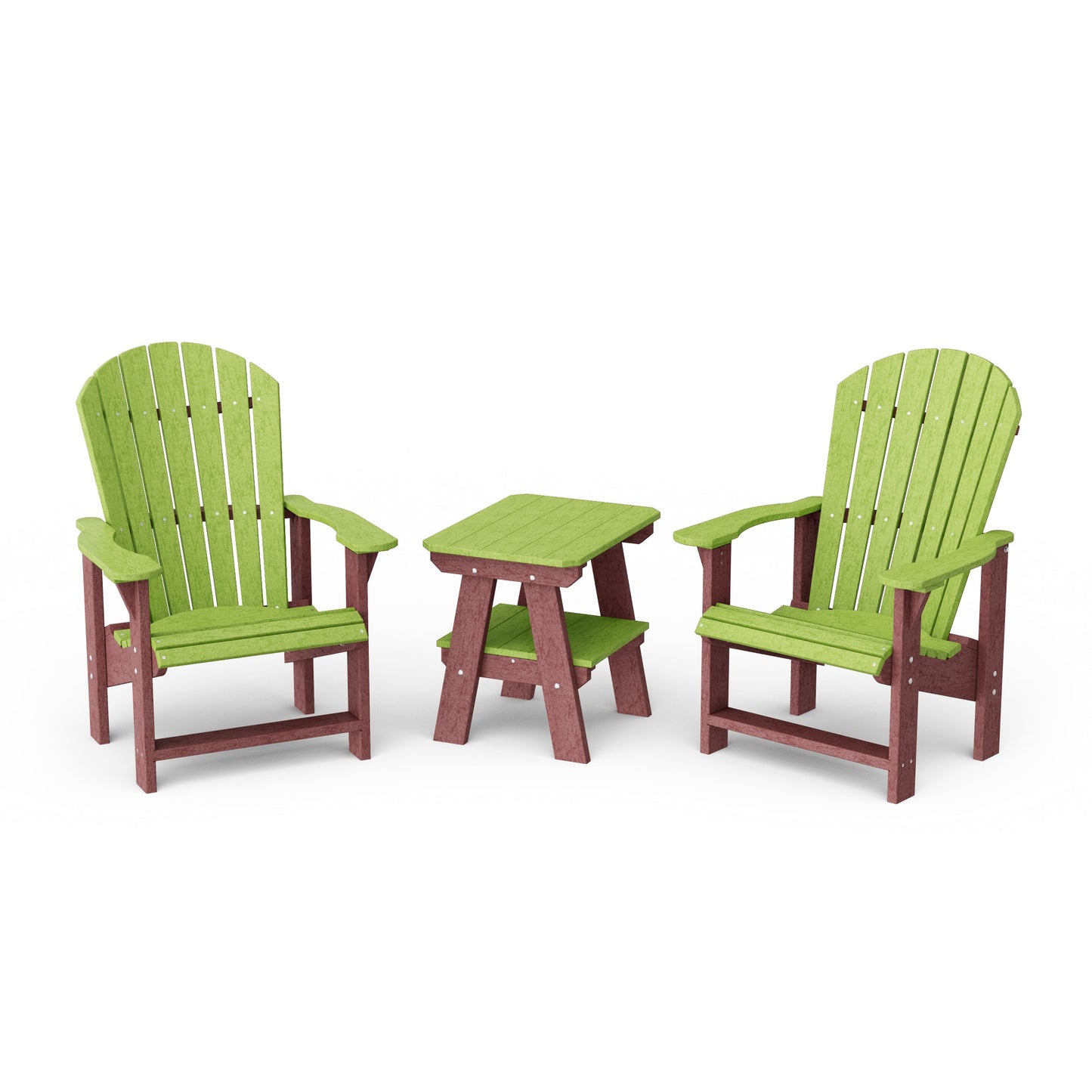 Heritage 3-Piece Upright Adirondack Chair Set with 22" Side Table