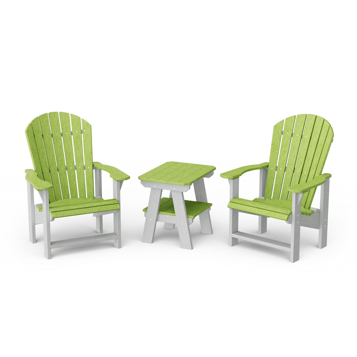 Heritage 3-Piece Upright Adirondack Chair Set with 22" Side Table