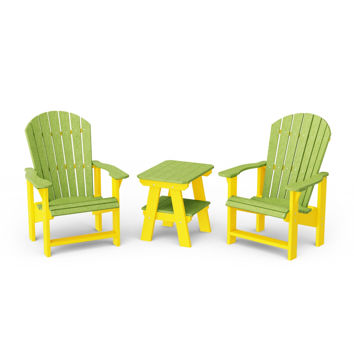 Heritage 3-Piece Upright Adirondack Chair Set with 22" Side Table