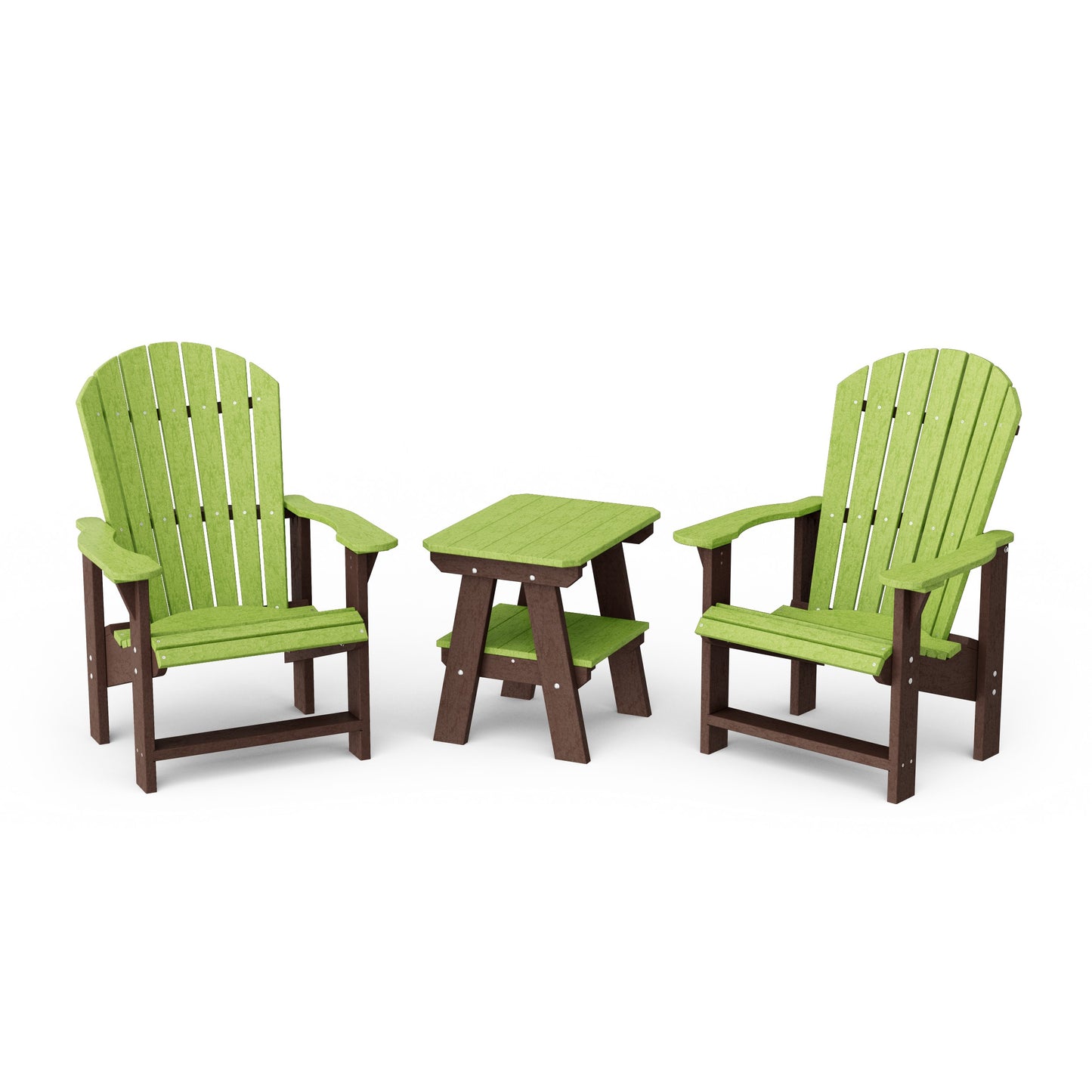 Heritage 3-Piece Upright Adirondack Chair Set with 22" Side Table