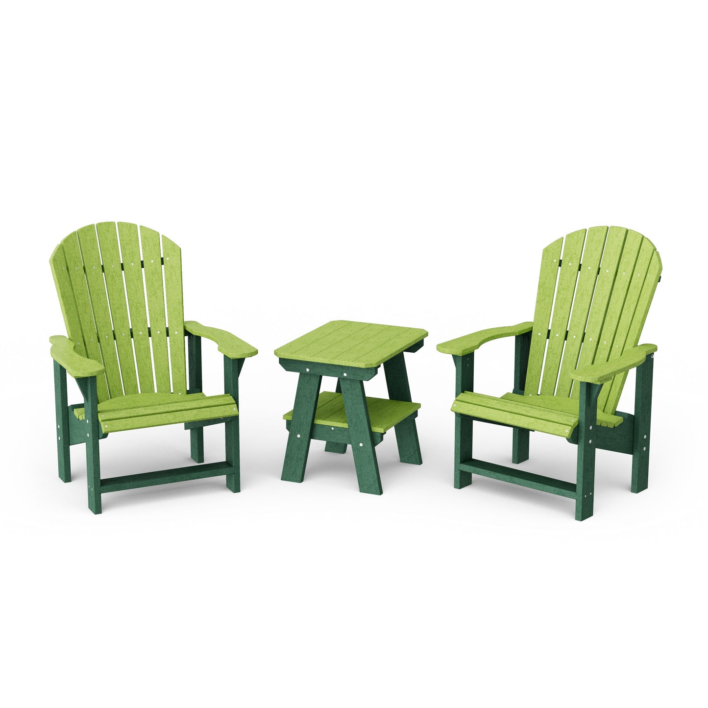 Heritage 3-Piece Upright Adirondack Chair Set with 22" Side Table
