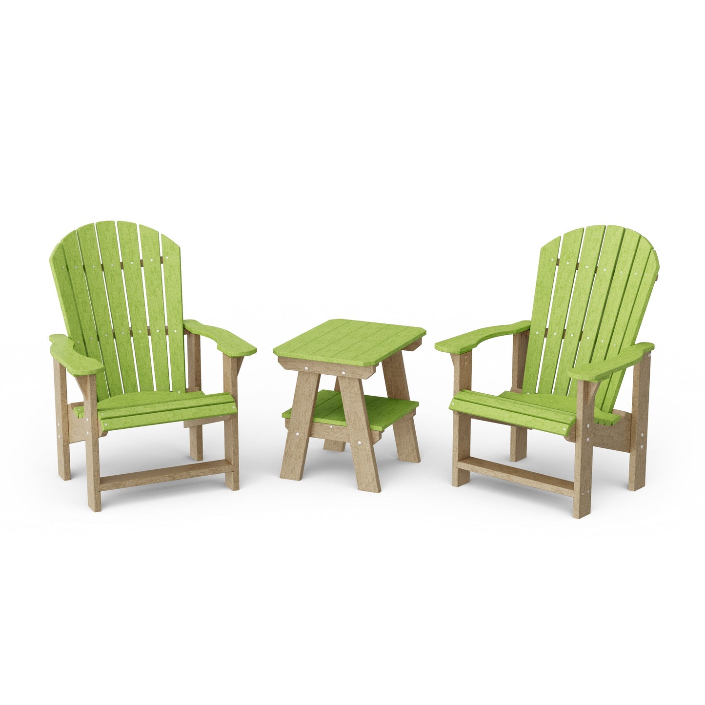Heritage 3-Piece Upright Adirondack Chair Set with 22" Side Table