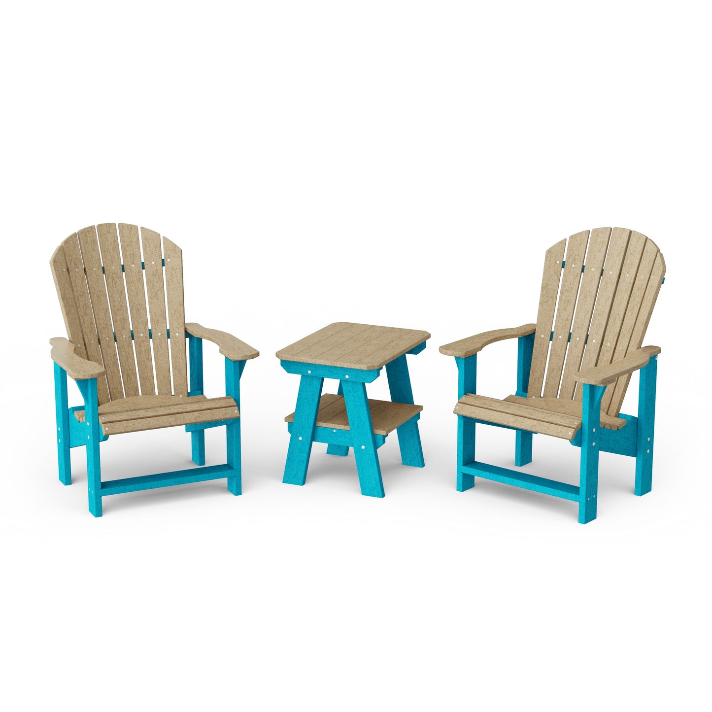 Heritage 3-Piece Upright Adirondack Chair Set with 22" Side Table