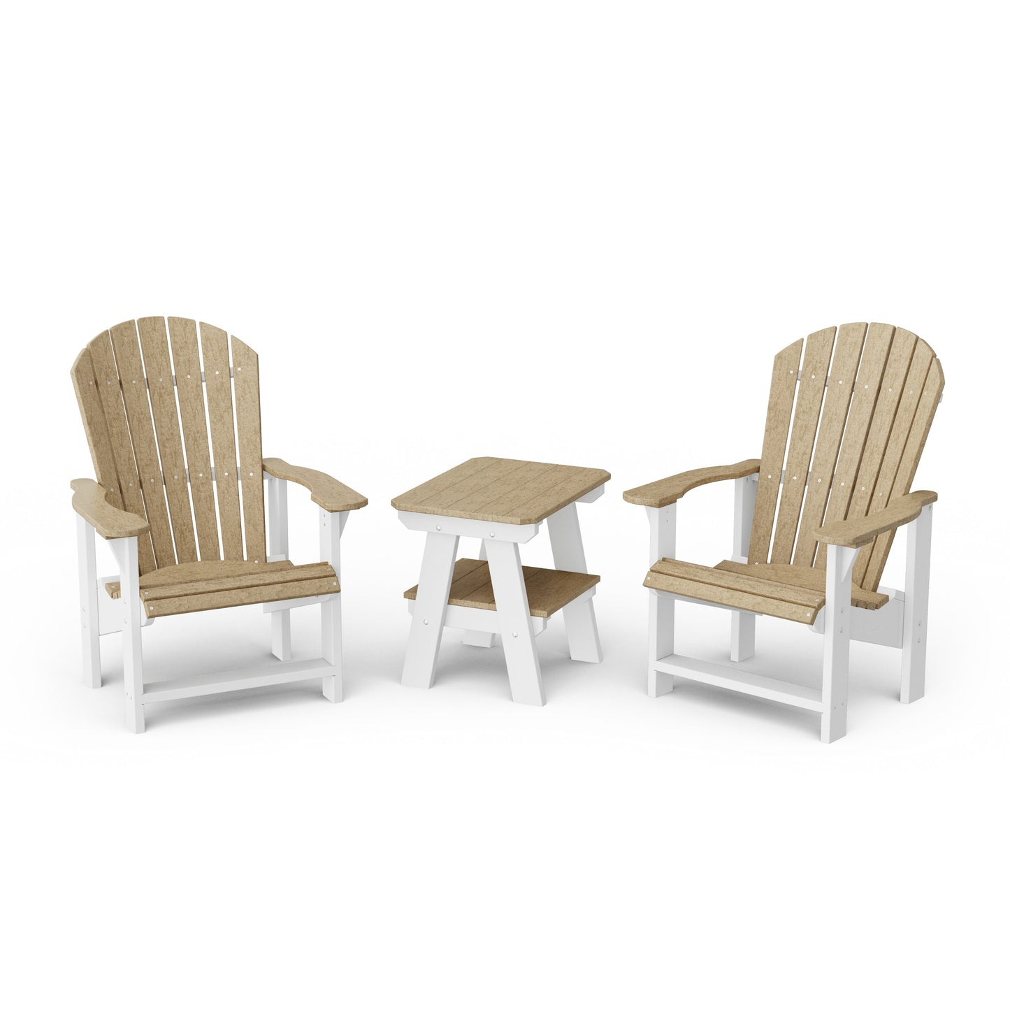 Heritage 3-Piece Upright Adirondack Chair Set with 22" Side Table