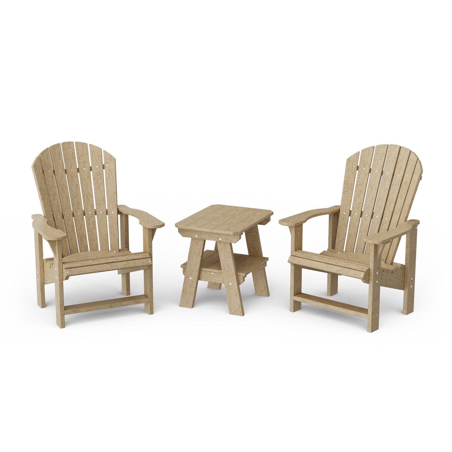 Heritage 3-Piece Upright Adirondack Chair Set with 22" Side Table