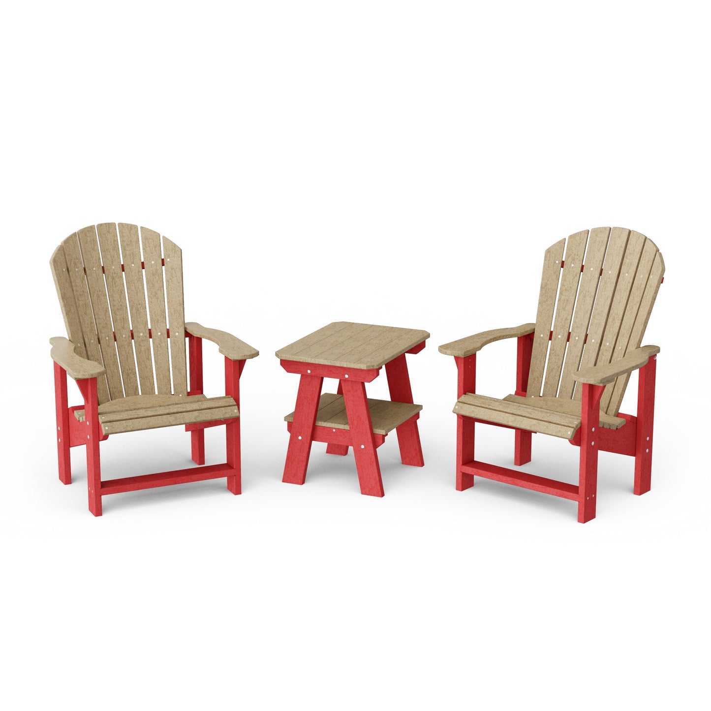Heritage 3-Piece Upright Adirondack Chair Set with 22" Side Table