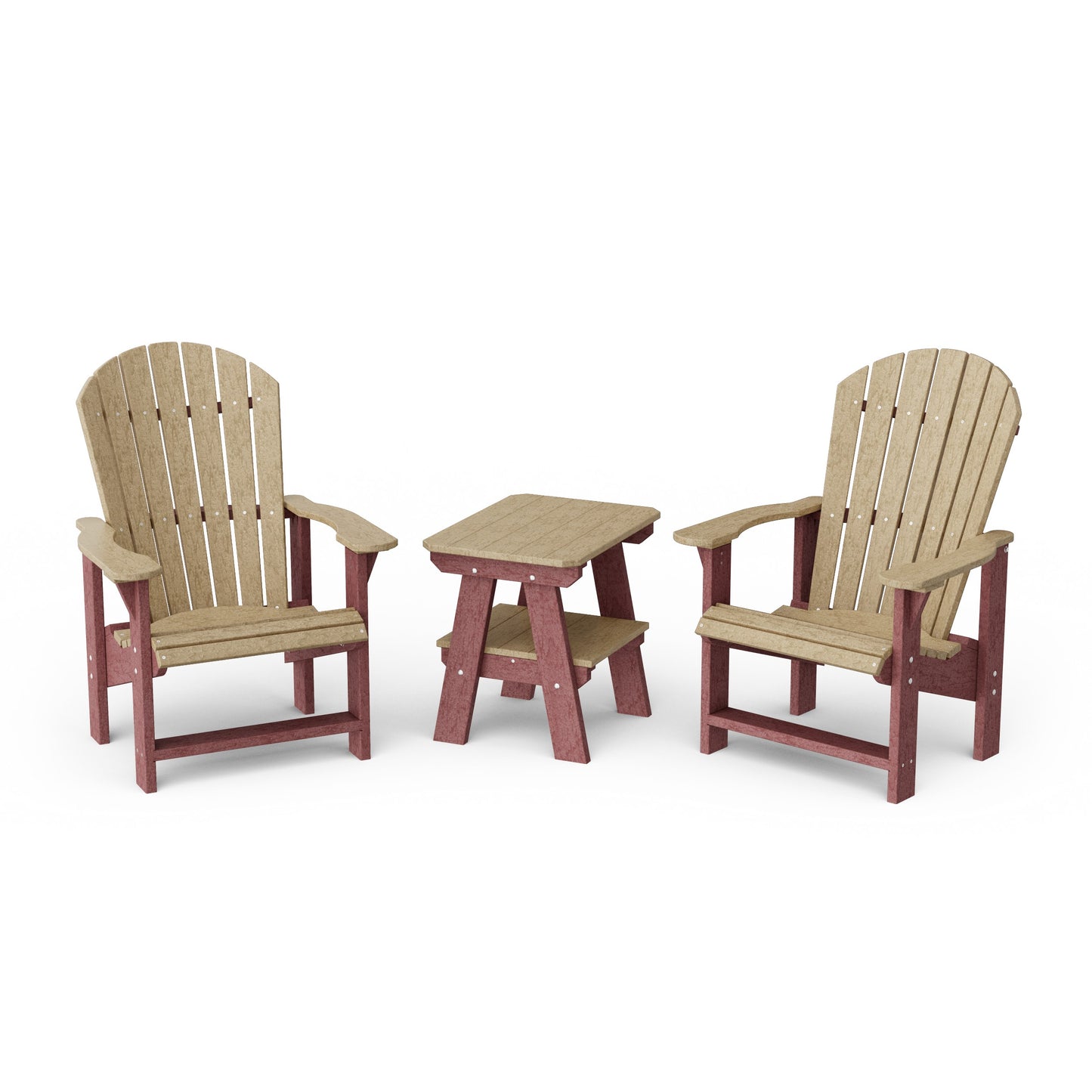 Heritage 3-Piece Upright Adirondack Chair Set with 22" Side Table