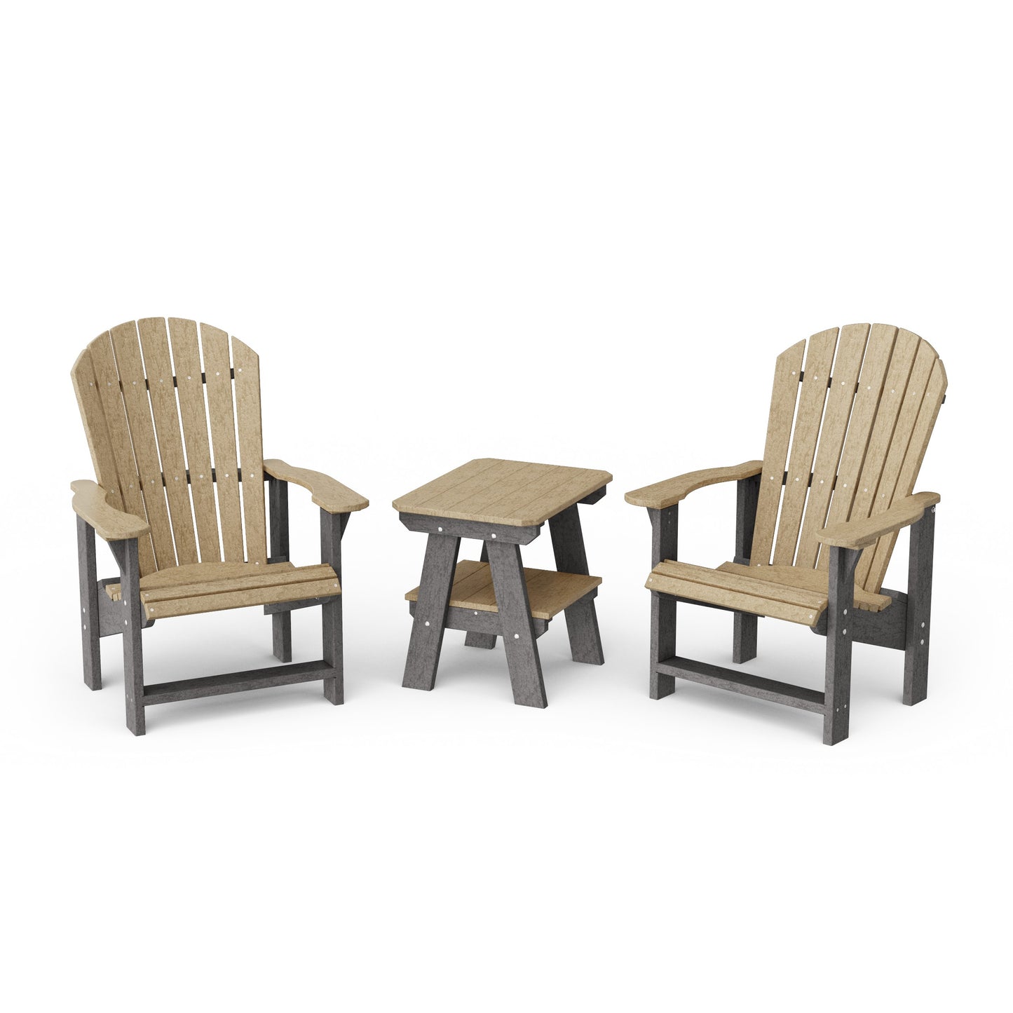 Heritage 3-Piece Upright Adirondack Chair Set with 22" Side Table