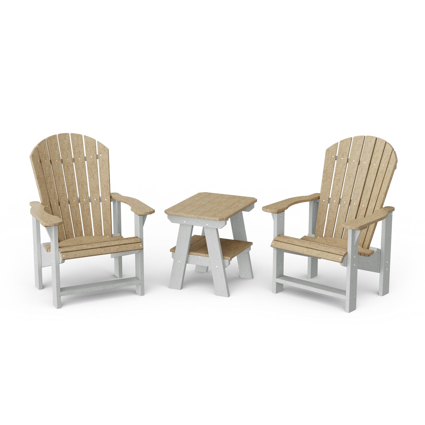 Heritage 3-Piece Upright Adirondack Chair Set with 22" Side Table