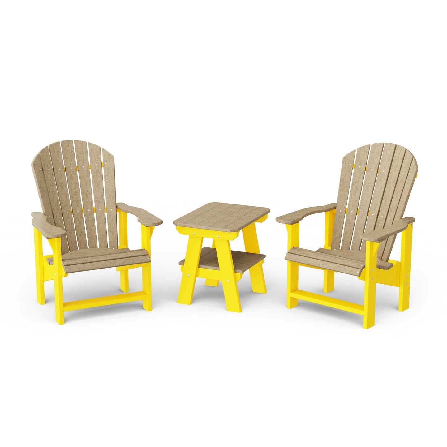 Heritage 3-Piece Upright Adirondack Chair Set with 22" Side Table