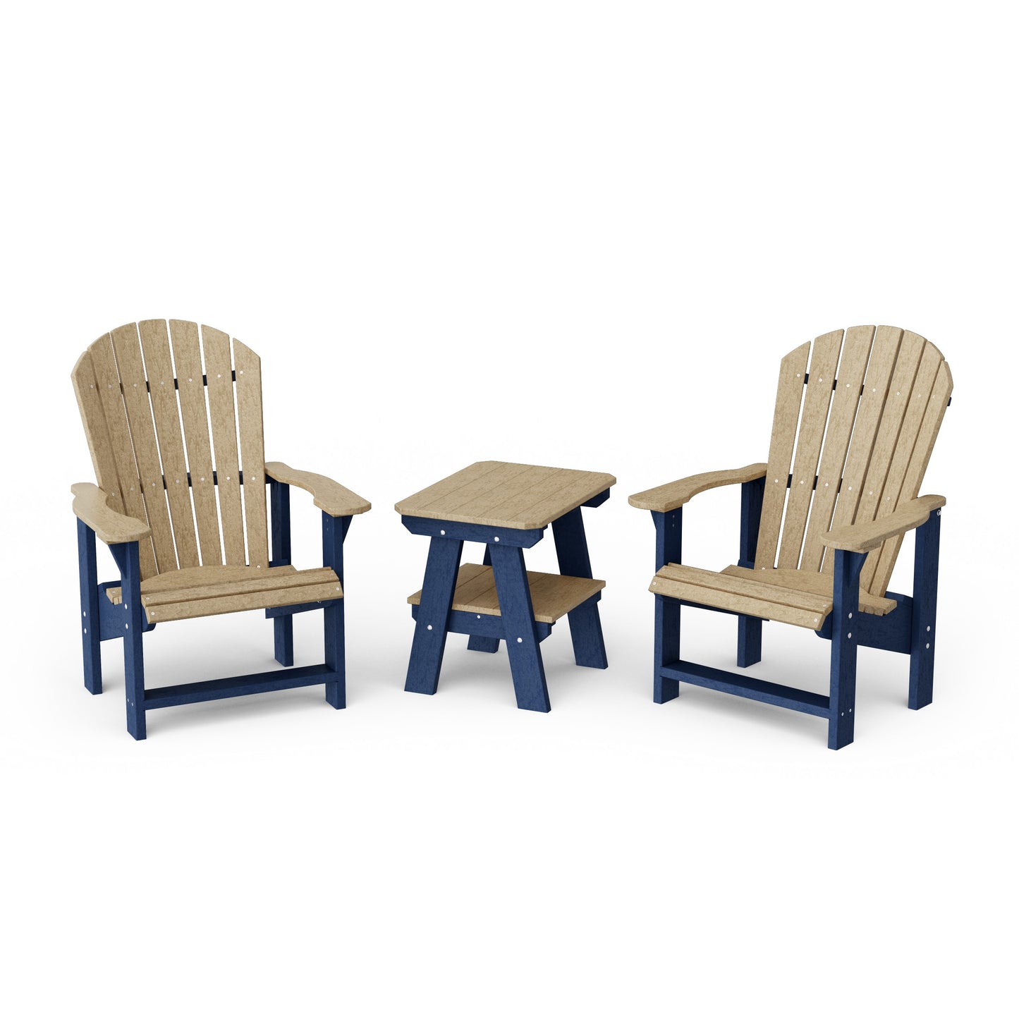 Heritage 3-Piece Upright Adirondack Chair Set with 22" Side Table