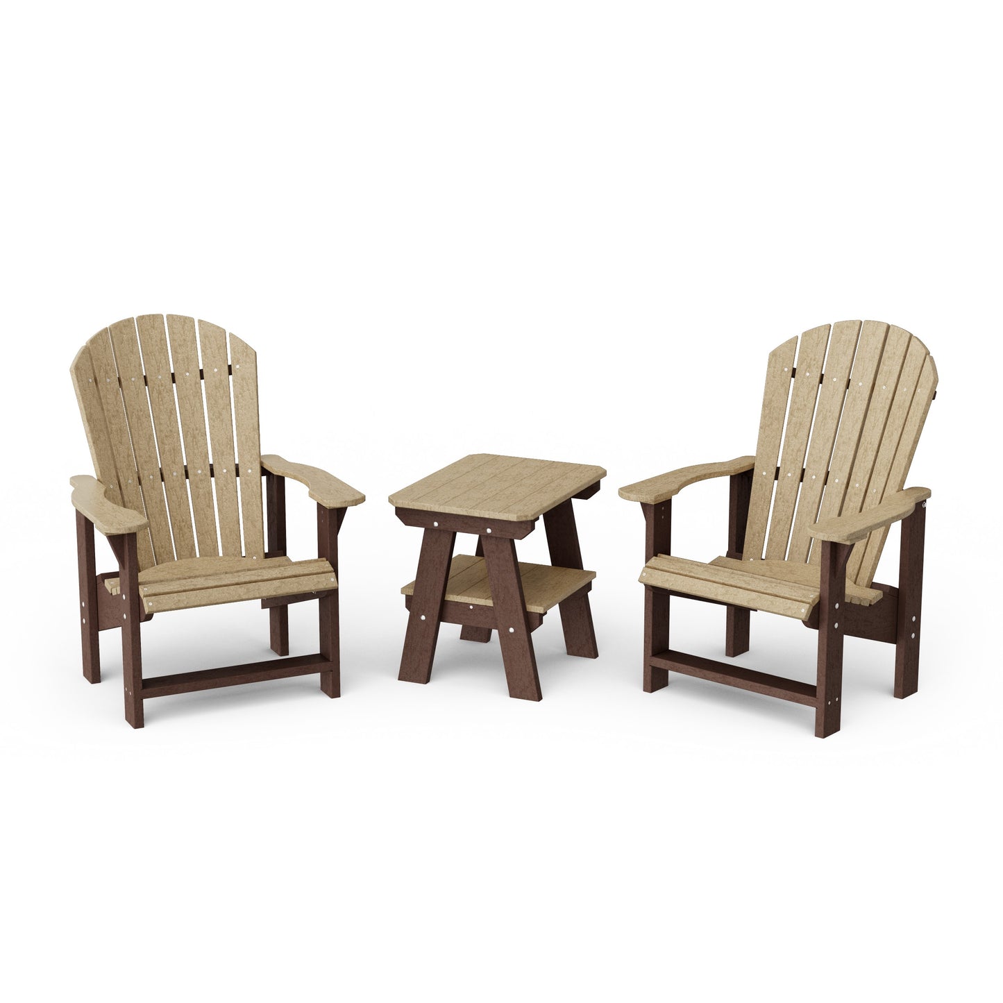 Heritage 3-Piece Upright Adirondack Chair Set with 22" Side Table