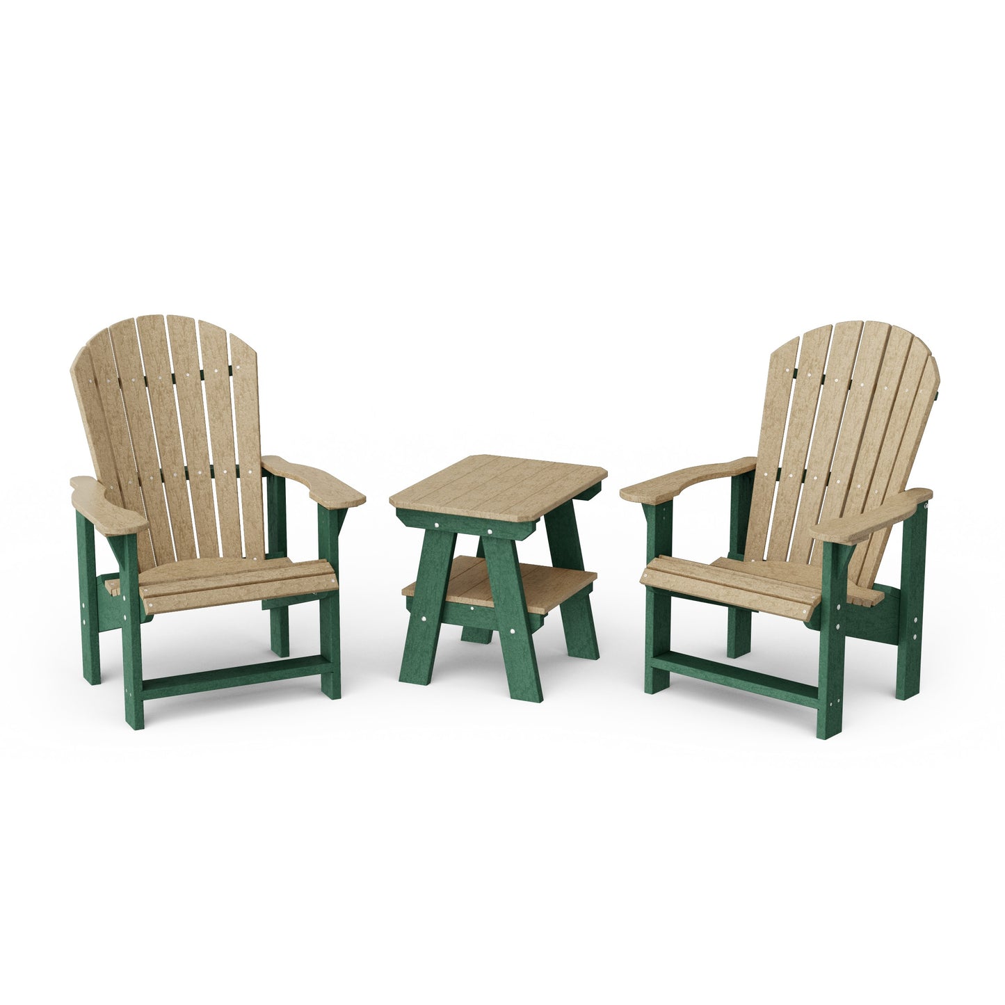 Heritage 3-Piece Upright Adirondack Chair Set with 22" Side Table