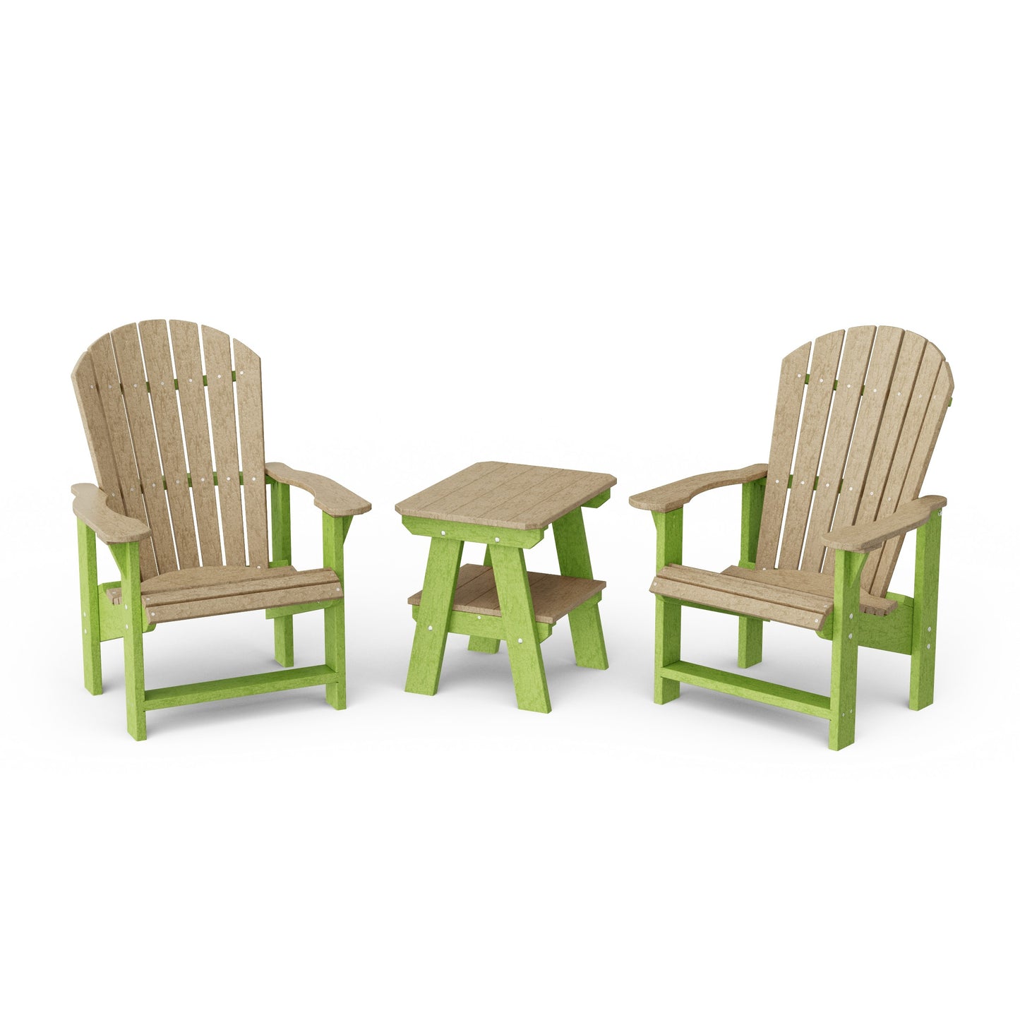 Heritage 3-Piece Upright Adirondack Chair Set with 22" Side Table