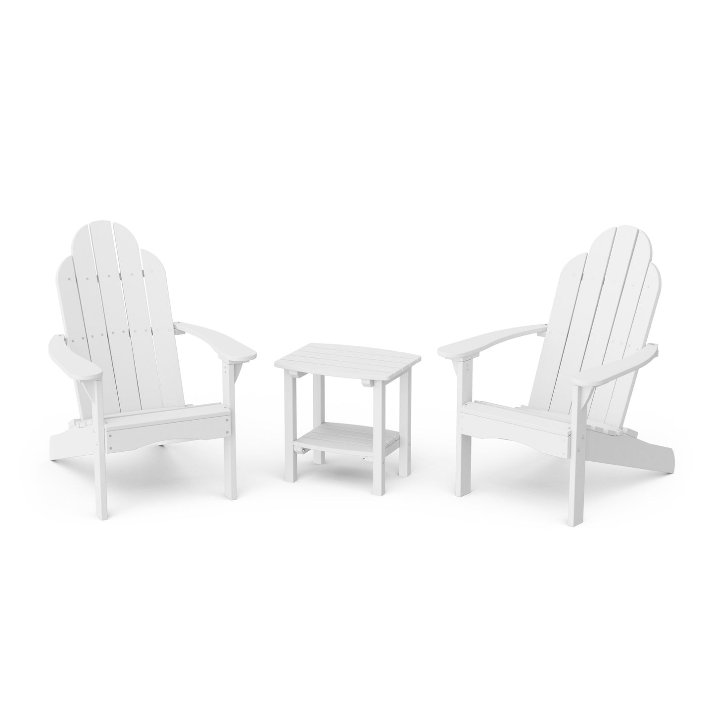 Classic 3-Piece Adirondack Chair Set with Side Table
