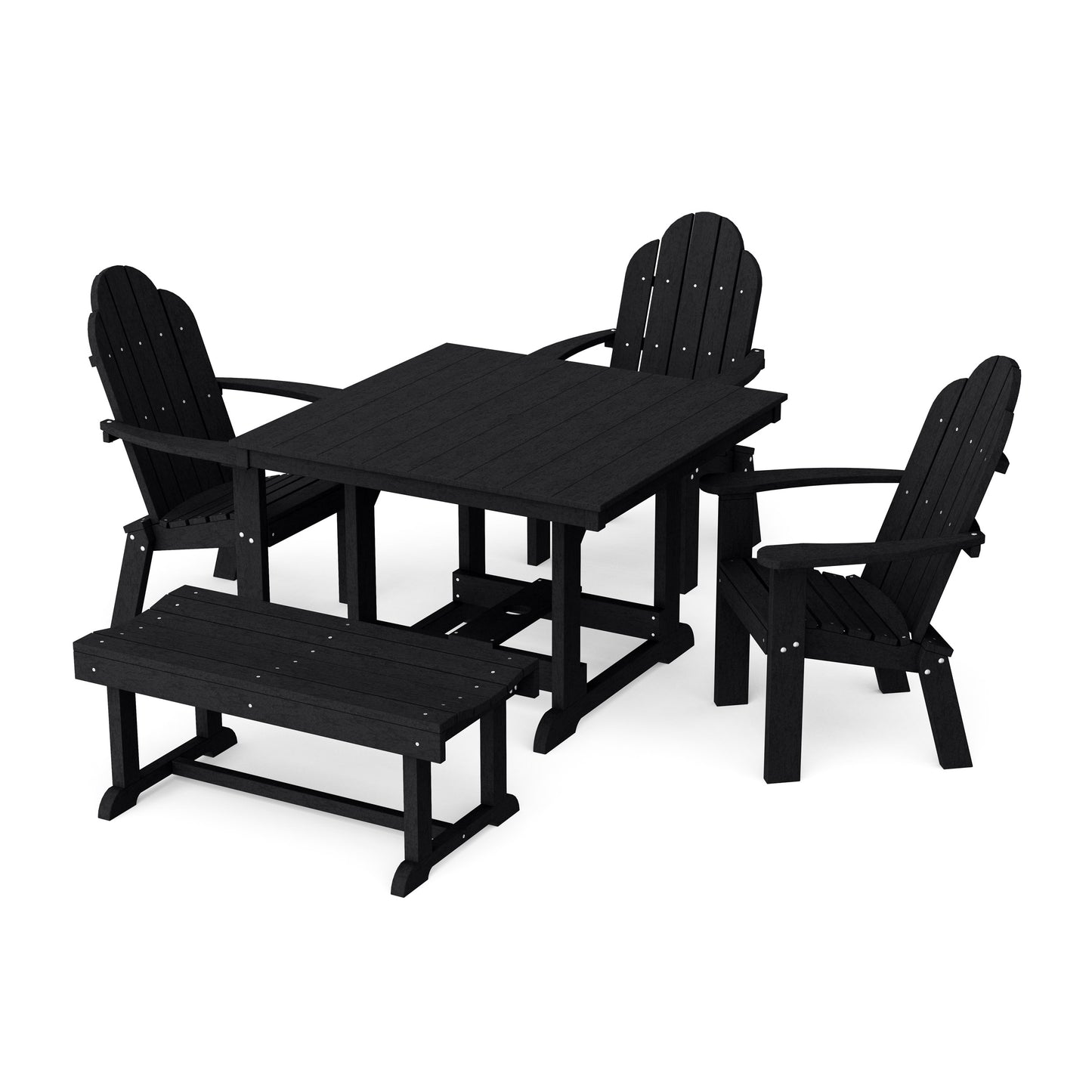 Classic Adirondack 5-Piece Square Dining Set with Bench
