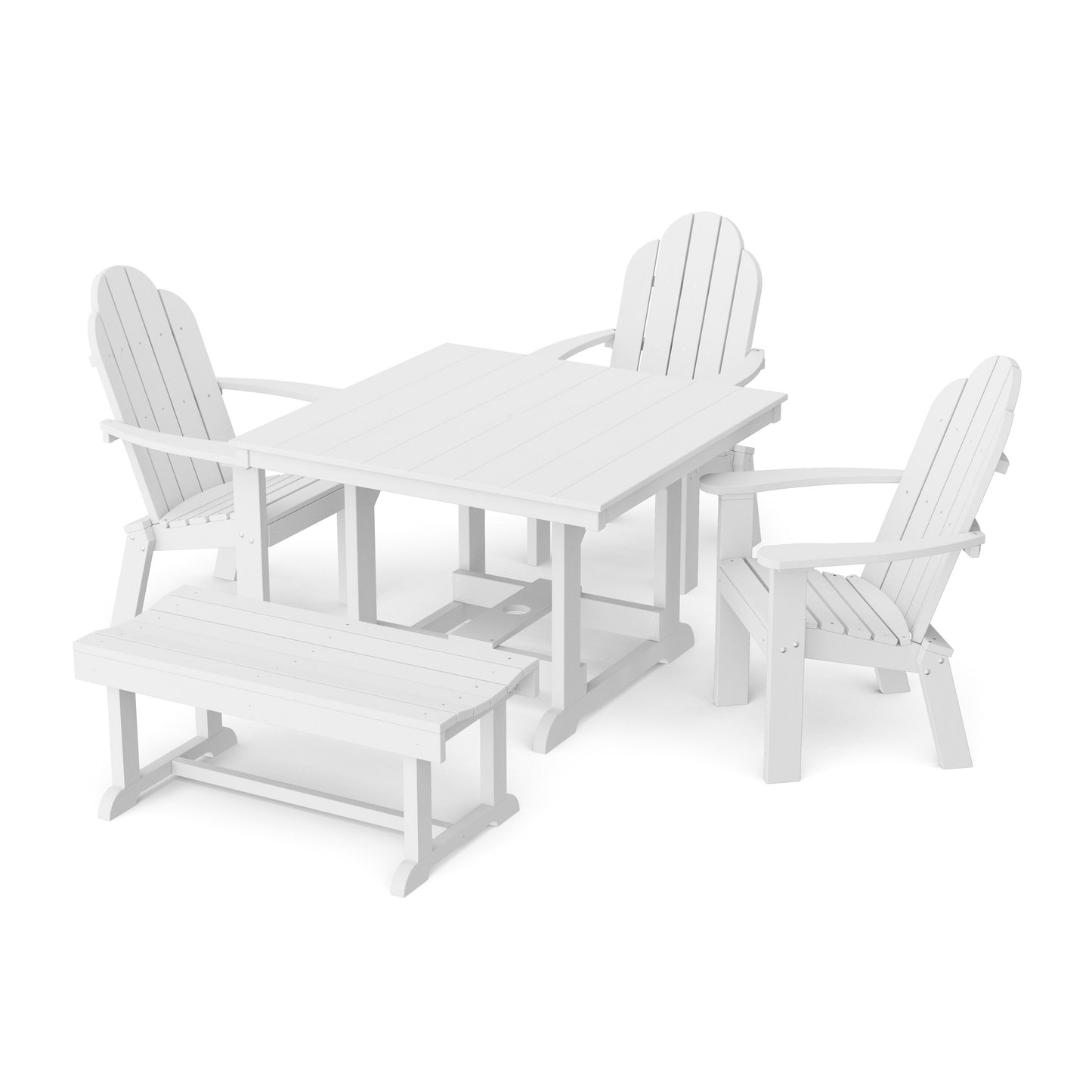 Classic Adirondack 5-Piece Square Dining Set with Bench
