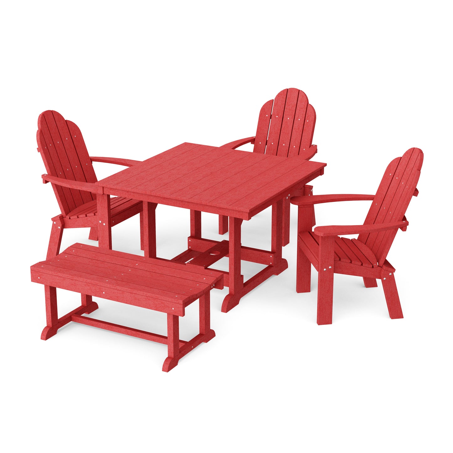 Classic Adirondack 5-Piece Square Dining Set with Bench